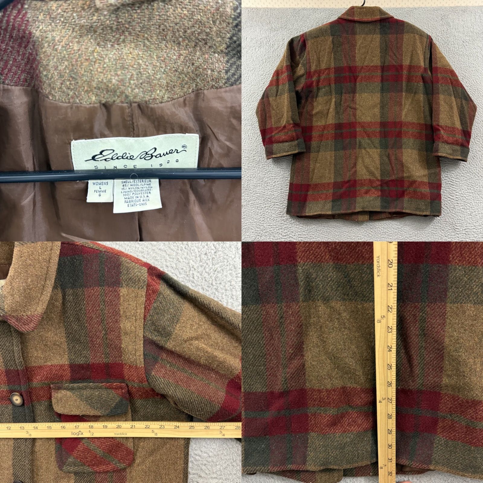 Eddie Bauer VINTAGE Eddie Bauer Jacket Womens Large Brown Wool Plaid Button Barn Chore Coat Size L / US 10 / IT 46 - 8 Thumbnail