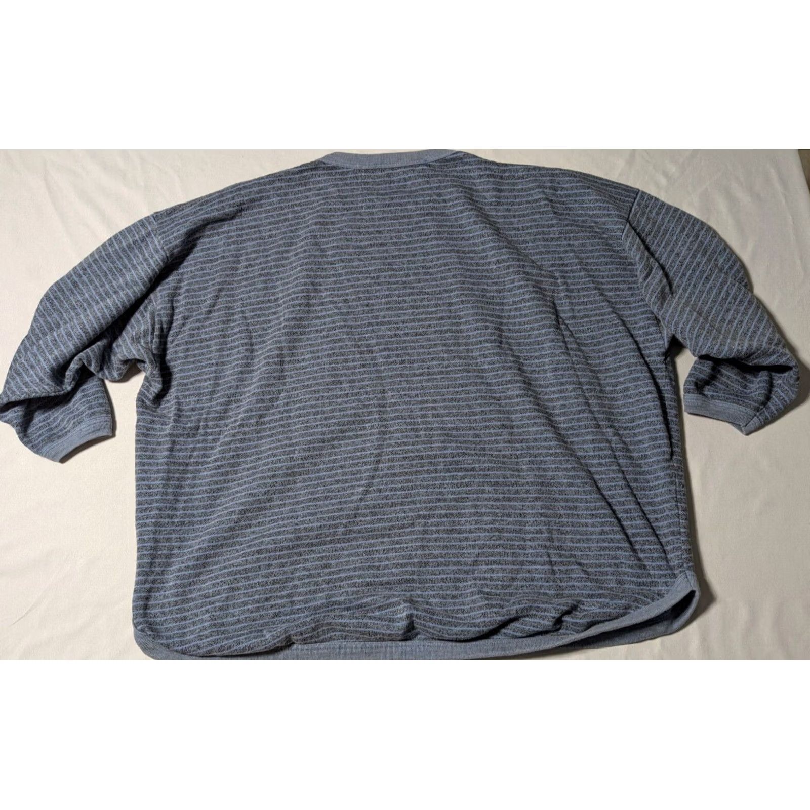 Vintage VTG 80s INTERNATIONAL NEWS AMERICAWARE Oversized Blue Striped Sweatshirt Shirt Womens Size ONE SIZE - 2 Thumbnail