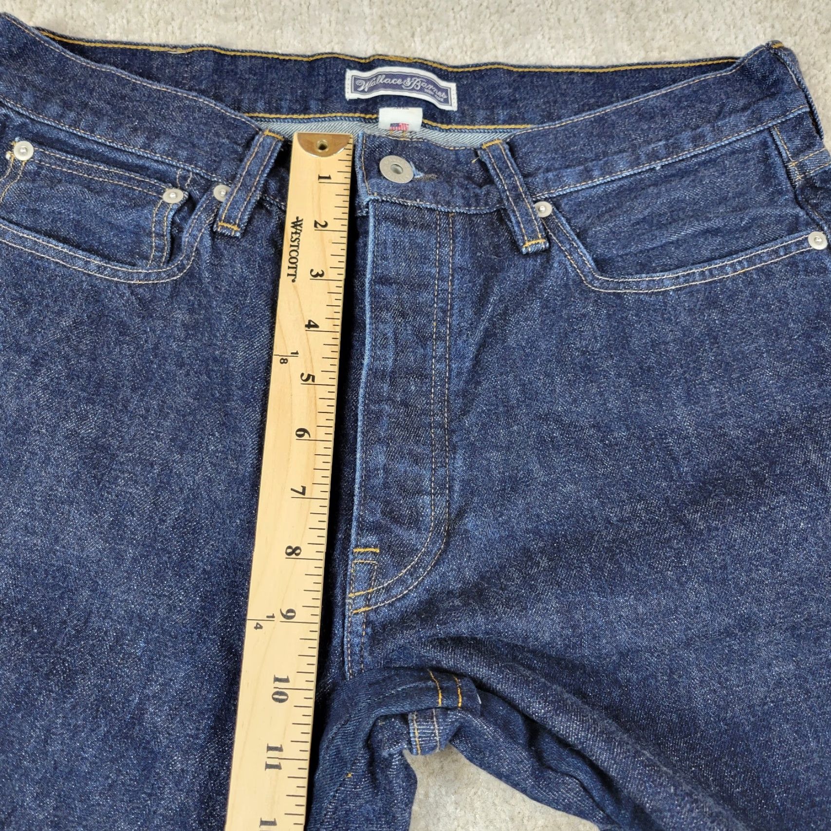 Wallace & Barnes Wallace & Barnes Jeans Mens 32x34 Blue Flared Button Fly USA Denim Vintage: No, 90s, USA theme Size US 32 / EU 48 - 6 Thumbnail