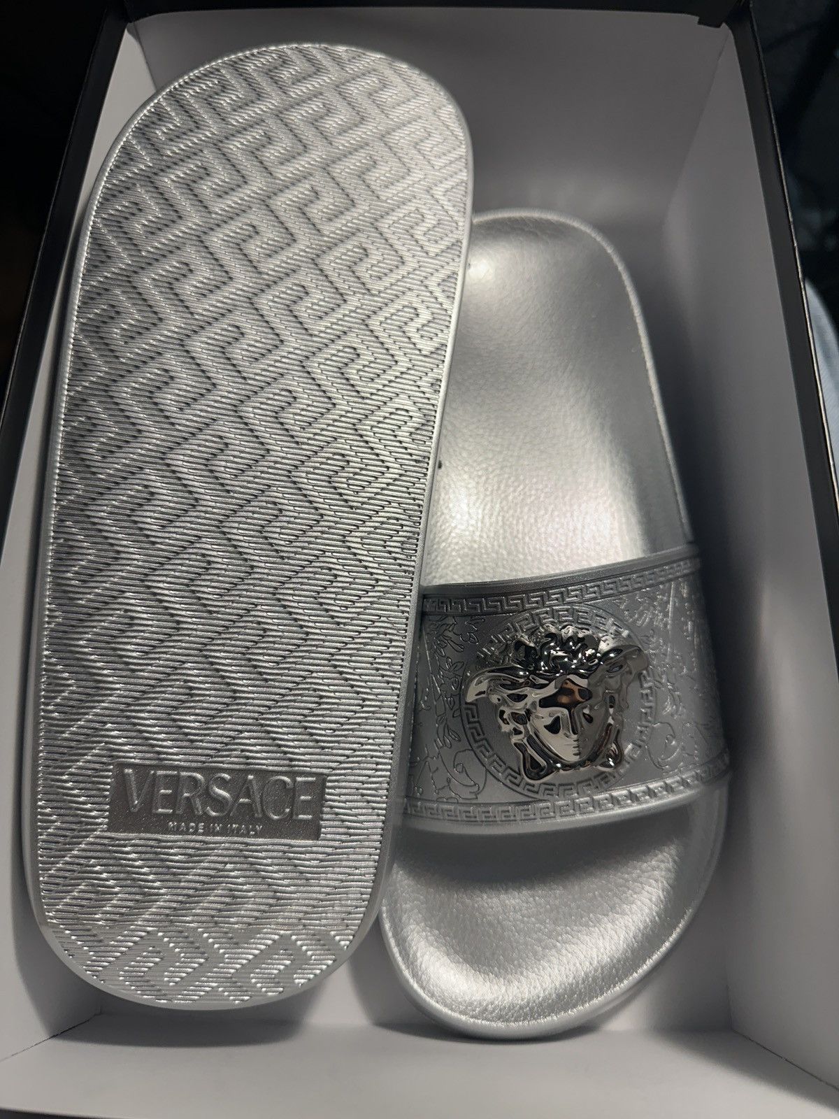 Versace Sliver-Palladium Slides Size US 11 / IT 41 - 2 Thumbnail