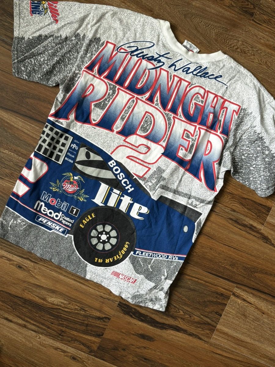 Chase Authentics Vintage 1996 Rusty Wallace Midnight Rider Nascar T-shirt Size US XL / EU 56 / 4 - 8 Thumbnail