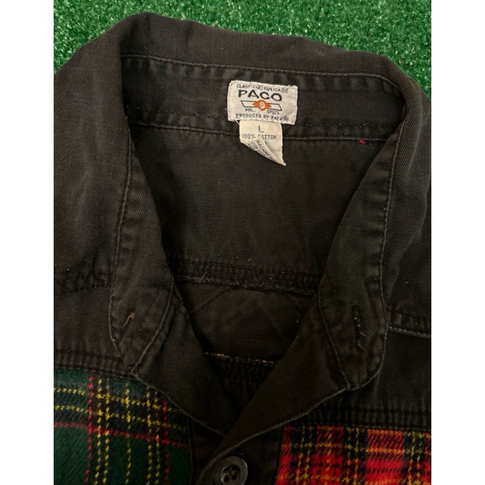 Vintage VINTAGE PACO Patchwork Button-Up Shirt Mens L Black 90s Y2K Punk Grunge Hip Hop Size US L / EU 52-54 / 3 - 4 Thumbnail
