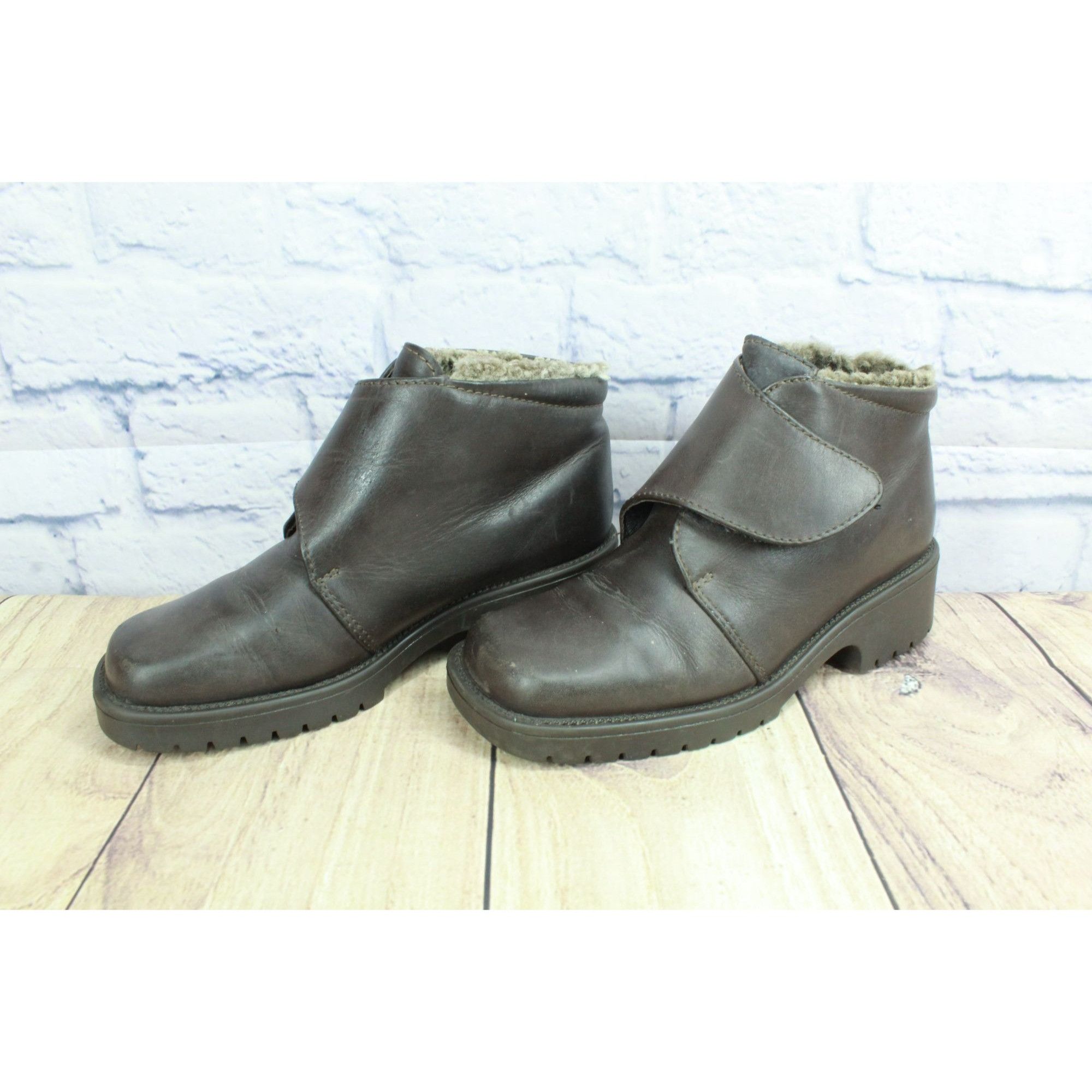 L.L. Bean × Leather LL Bean Leather Hook & Loop Shearling Lined Winter Boots Size US 6 / IT 36 - 2 Thumbnail