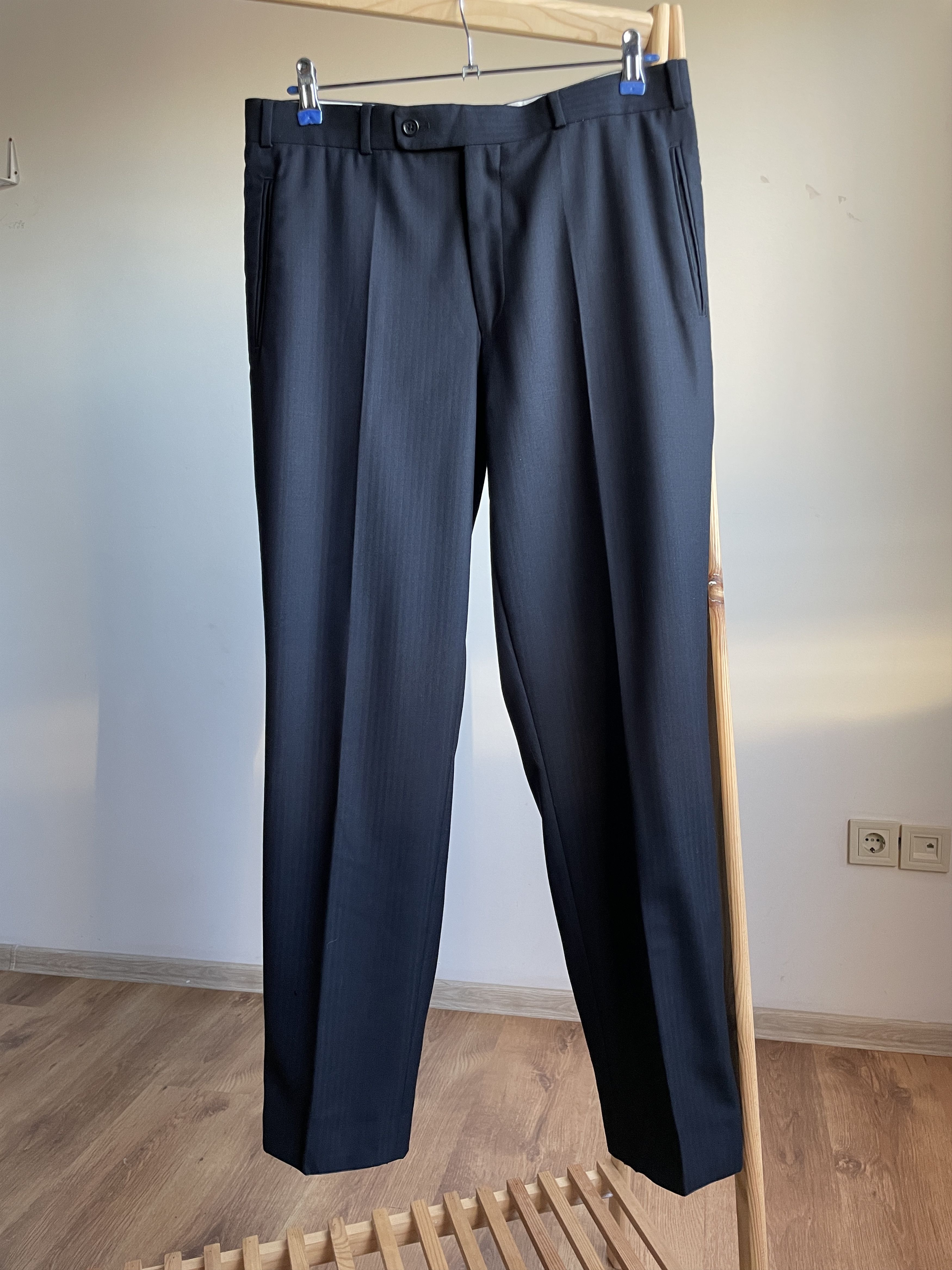 SCABAL Scabal Herringbone Wool 3 Button Wool Navy Suit Size EUR 50 Size 40R - 11 Thumbnail