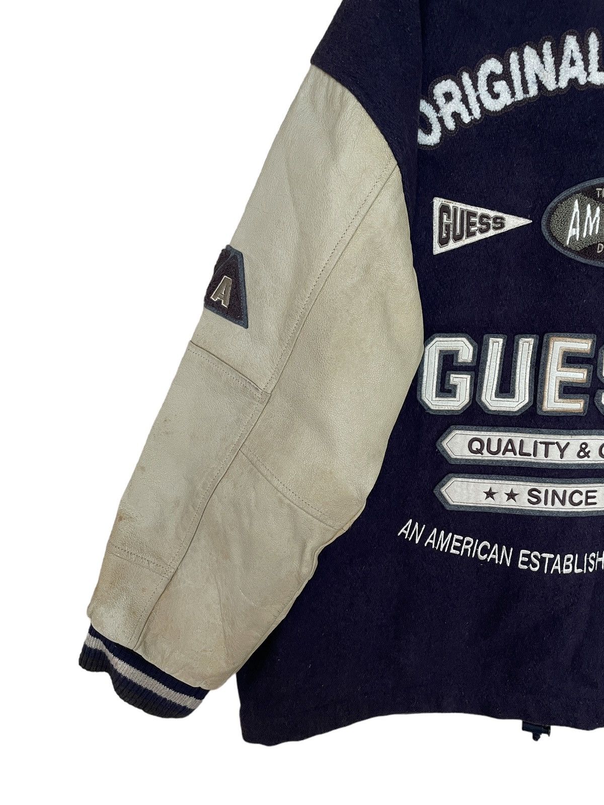 Guess Vintage Brand Guess Leather Varsity Jacket Made in Usa 1990s Size US XL / EU 56 / 4 - 5 Thumbnail
