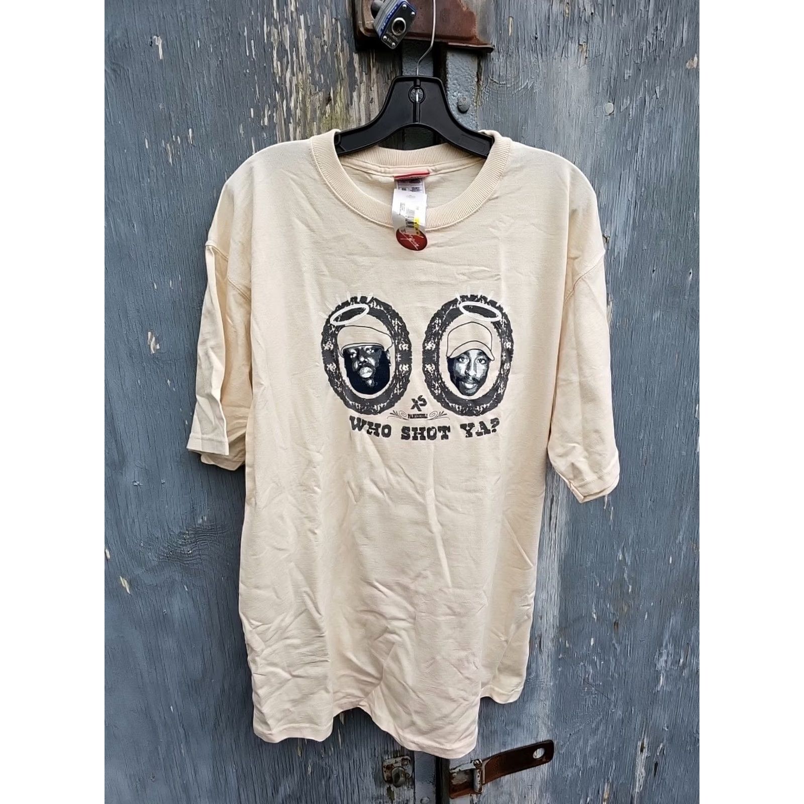 Vintage VTG Y2K WHO SHOT YA Tupac Biggie Tee Mens XL Exact Science Rap Shirt tan Shirt Mens XL Tupac Biggie VTG Y2K WHO SHOT YA Tee Size US XL / EU 56 / 4 - 2 Thumbnail
