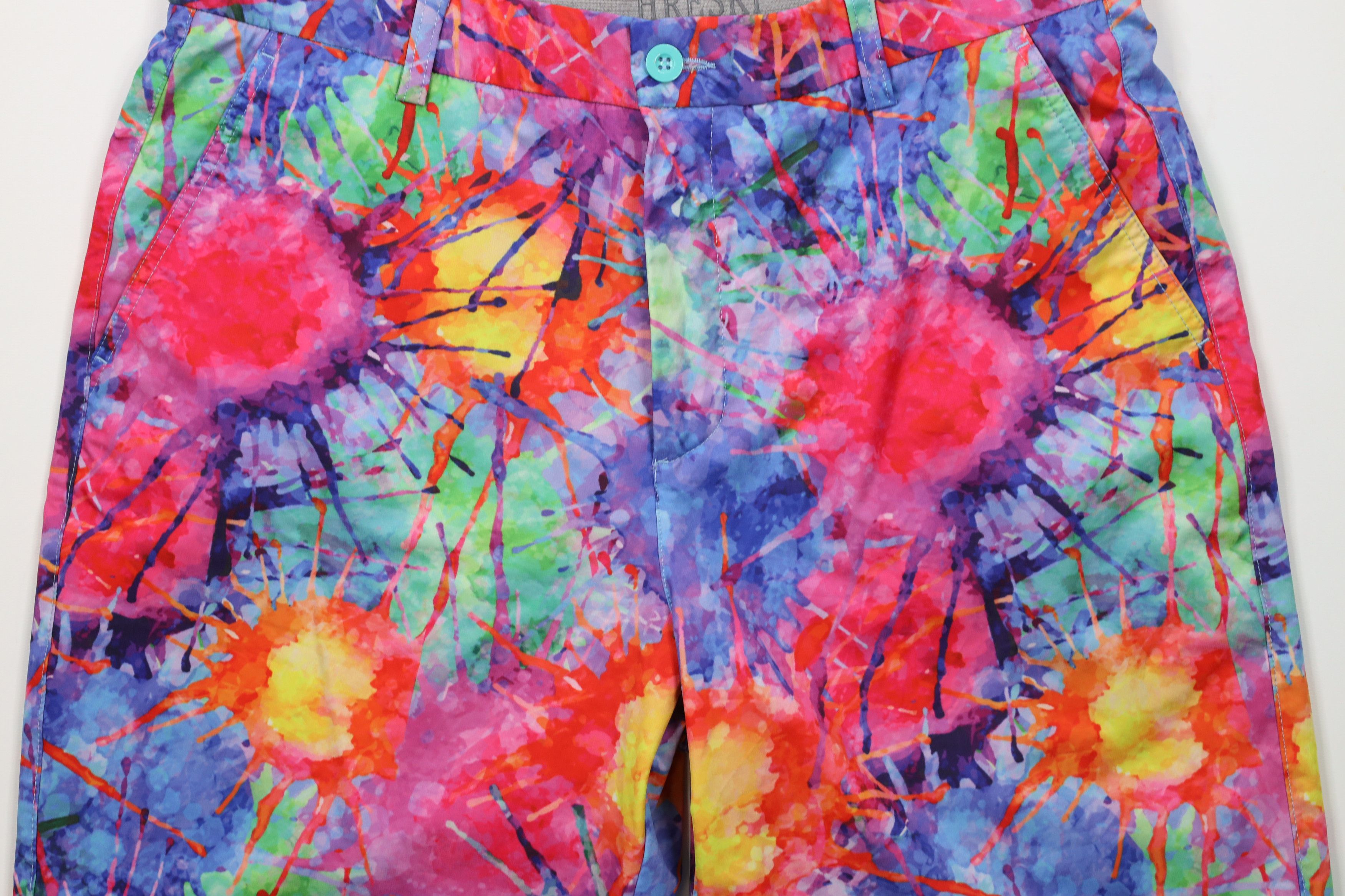 Vintage Hreski Golf Rainbow Paint Splatter Golfing Chino Shorts Size US 34 / EU 50 - 3 Thumbnail