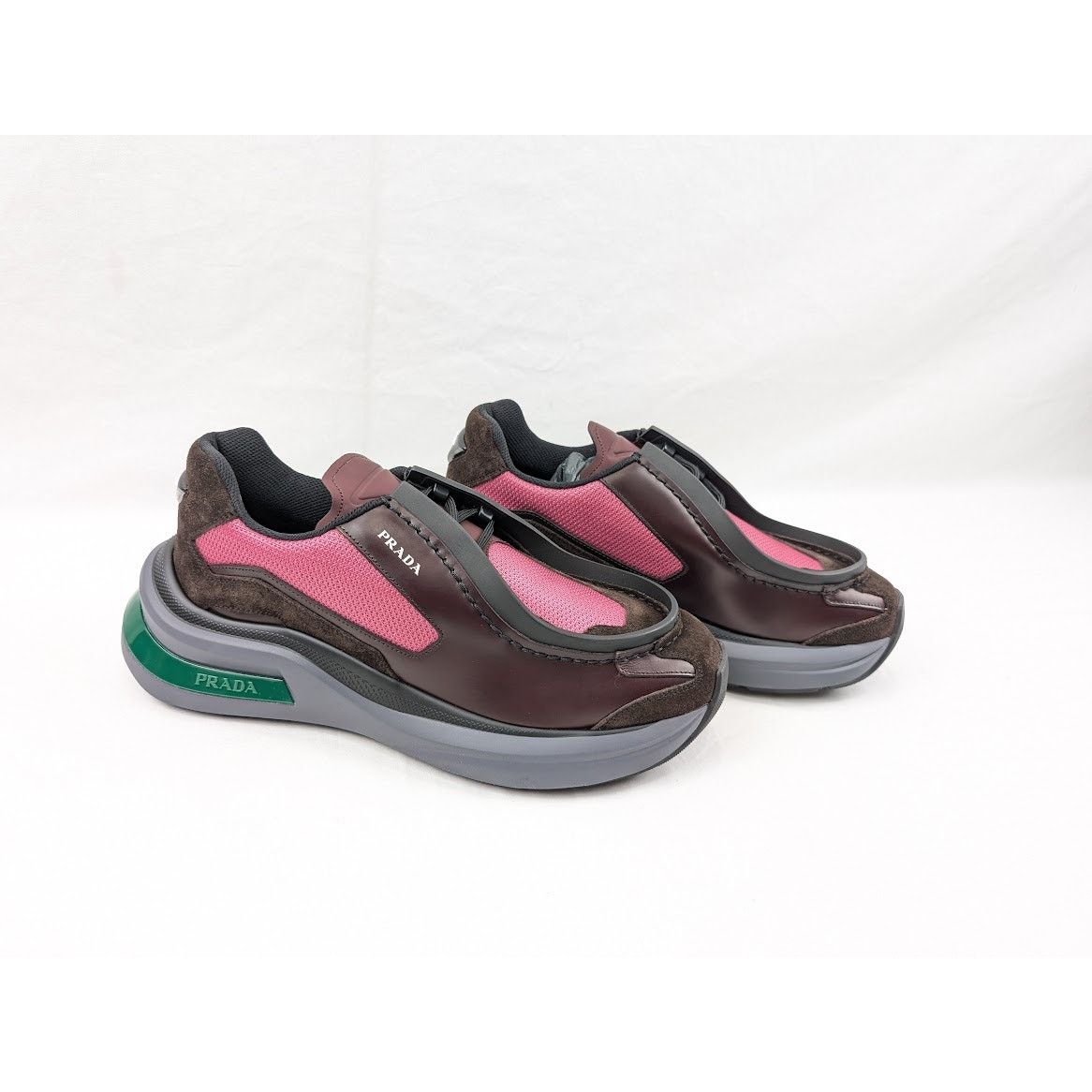 Prada o1rshd1 Brushed Leather Sneakers Bike Fabric Suede Size US 10 / EU 43 - 12 Thumbnail