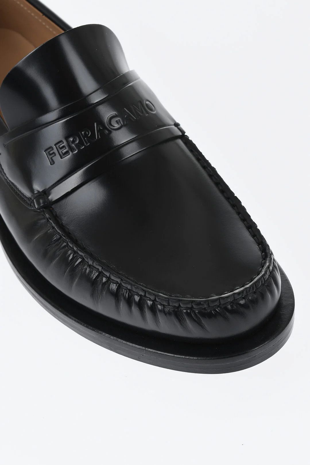 Salvatore Ferragamo og1mm0426 Brushed Leather Penny Loafers in Black Size US 7 / EU 40 - 4 Thumbnail