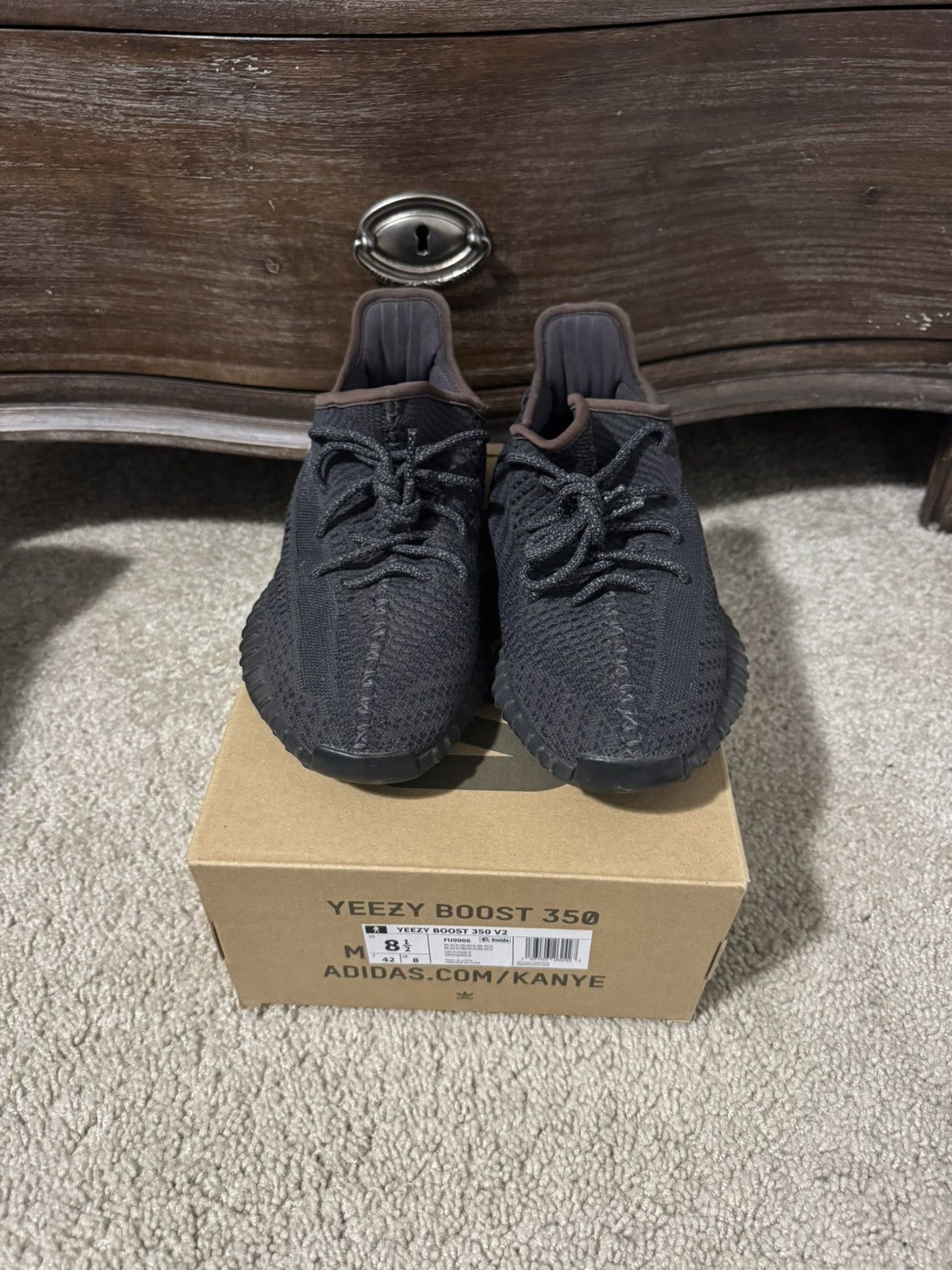 Adidas Yeezy 350 V2 Black (non reflective) Size US 8.5 / EU 41-42 - 2 Thumbnail