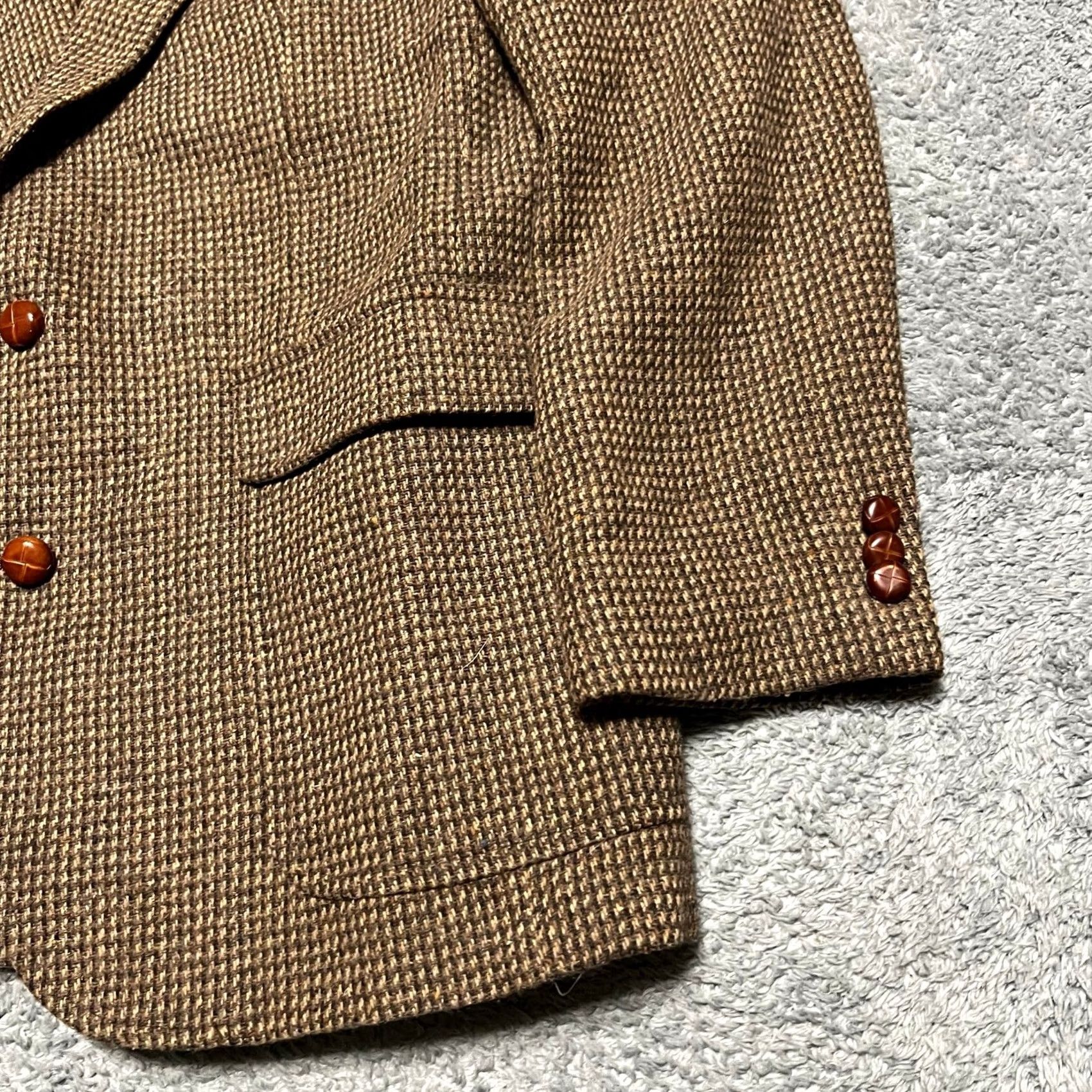 Jordache VINTAGE Jordache Blazer Coat 42R Men Wool Tweed Herringbone Sport Jacket Brown Mens Size 42R - 2 Thumbnail