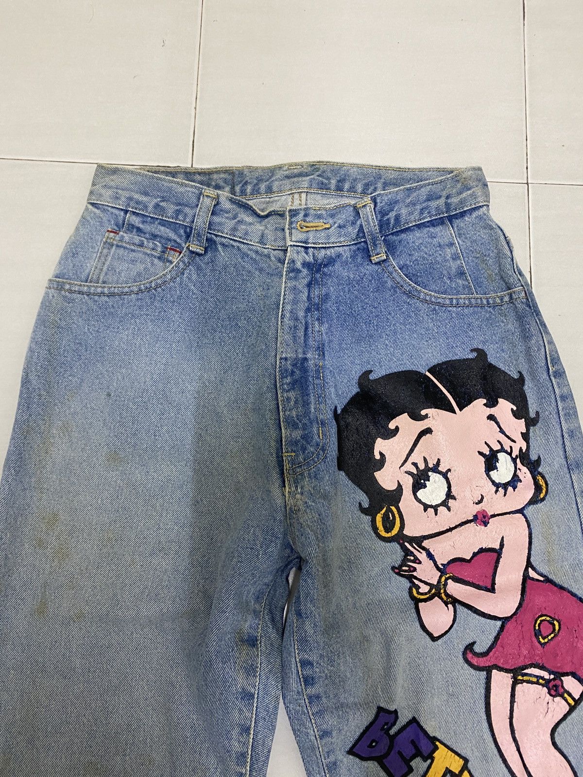 Vintage Vintage Betty Boop Big Print Jeans distressed Size 27" / US 4 / IT 40 - 3 Thumbnail