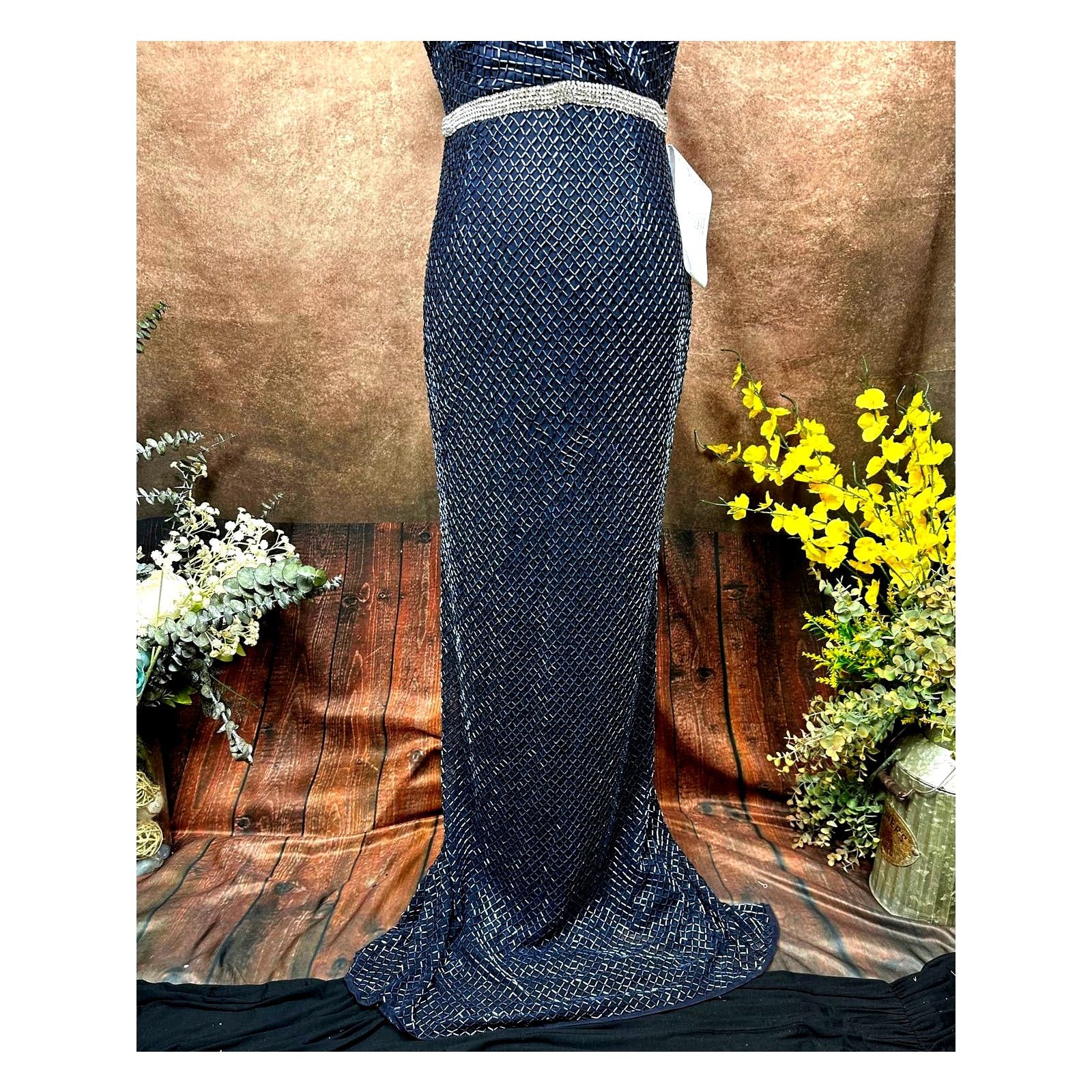 Other Mac Duggal Beaded Butterfly Sleeve Column Gown Midnight 8 Size M / US 6-8 / IT 42-44 - 9 Thumbnail