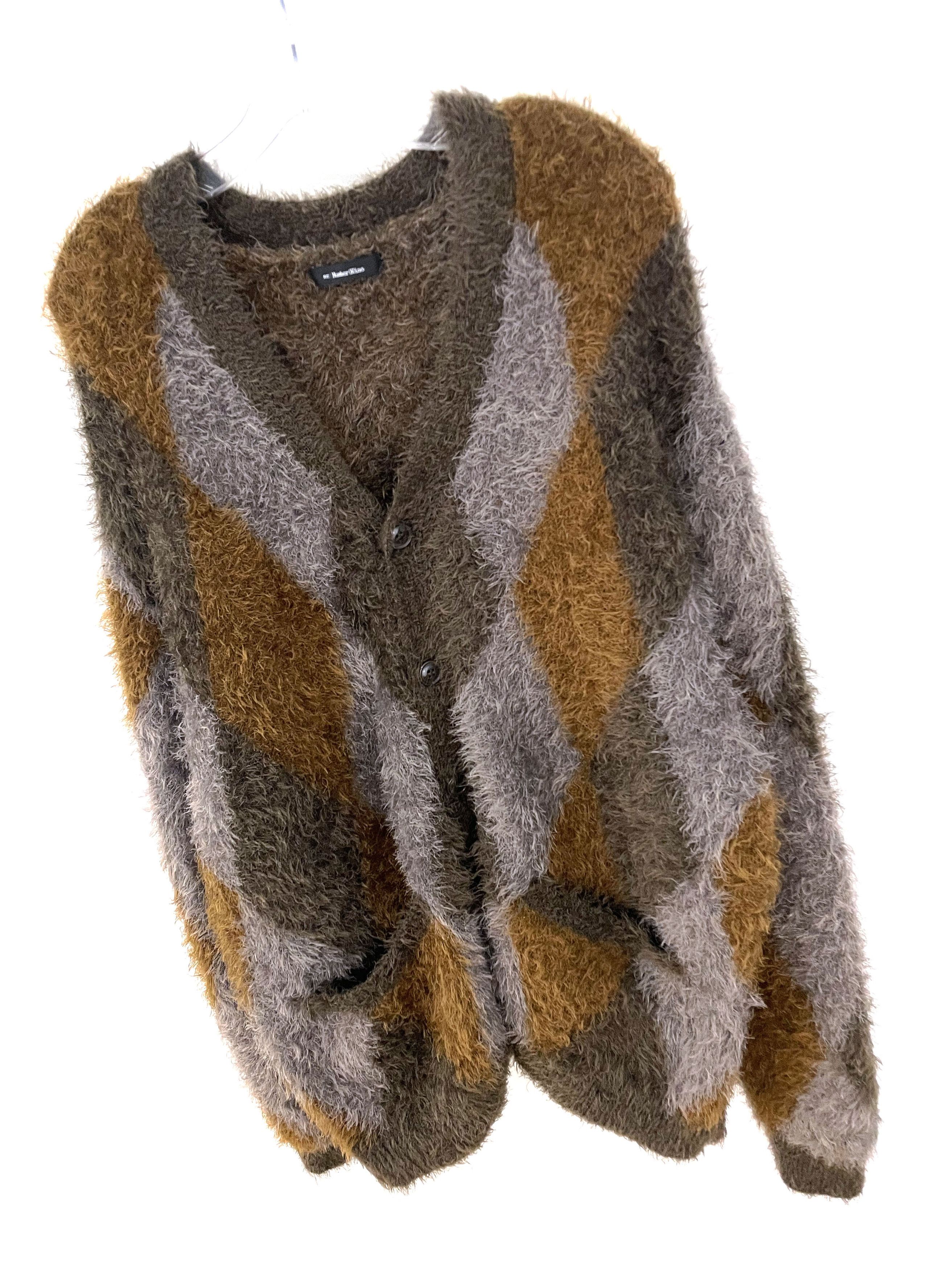 Number (N)ine Fuzzy Argyle Cardigan Size US XL / EU 56 / 4 - 2 Thumbnail