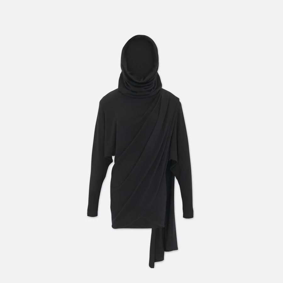 Saint Laurent Paris o1tp1o1224 Hooded Dress In Wool in Black Size L / US 10 / IT 46 - 2 Thumbnail