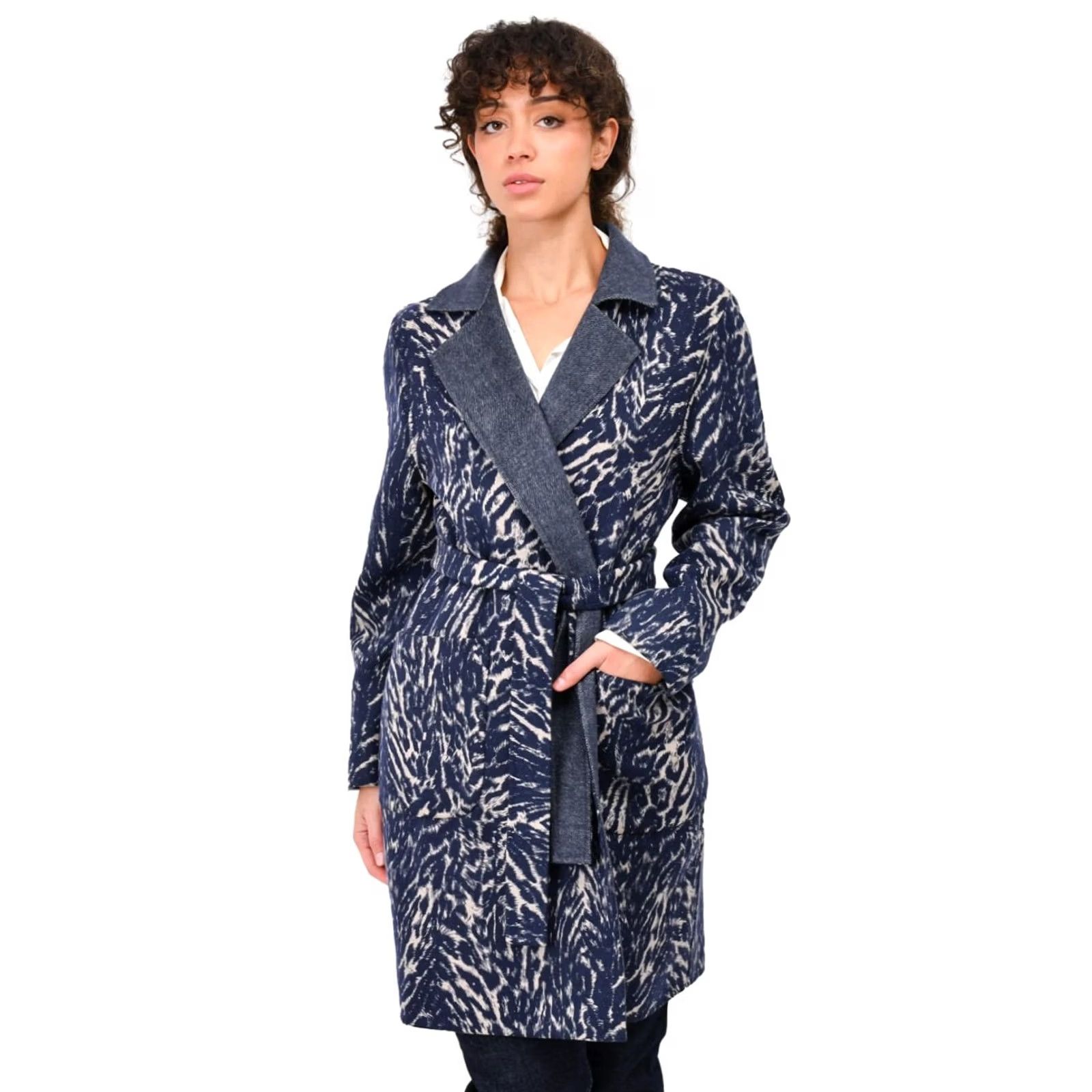 Max Mara VINTAGE Max Mara Weekend Virgin Wool Blend Animal Print Blue reversible Coat Jacket Size L / US 10 / IT 46 - 4 Thumbnail