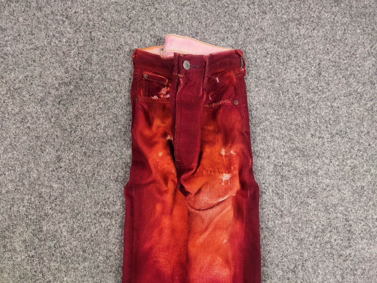 Levi's Vintage 90's Levis 501 DIstressed Denim Paint Red Jeans Size US 29 - 6 Thumbnail