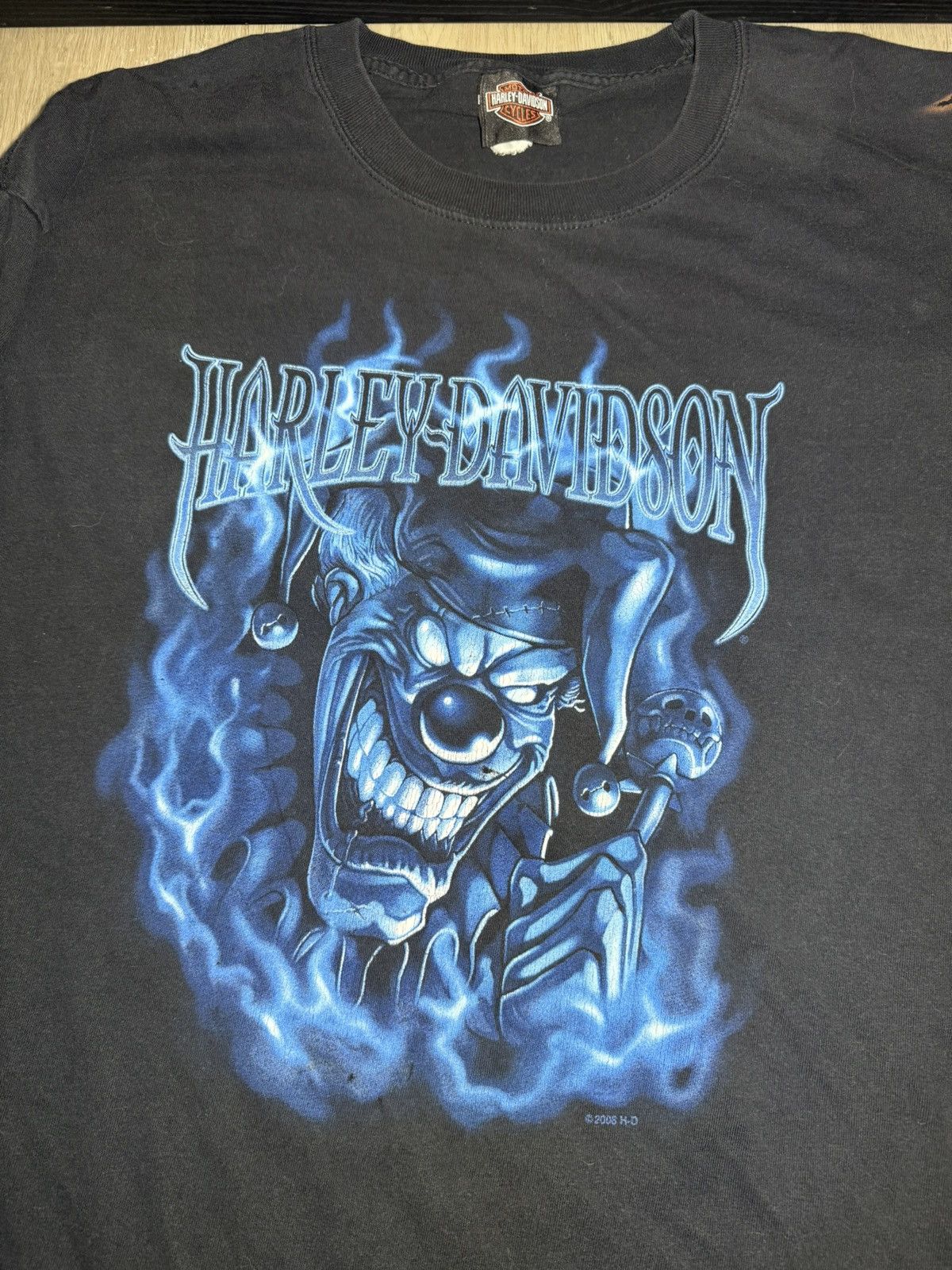 Harley Davidson × Vintage Vintage / Y2K Rare Harley Davidson Clown With Flames Long Size US XXL / EU 58 / 5 - 5 Thumbnail
