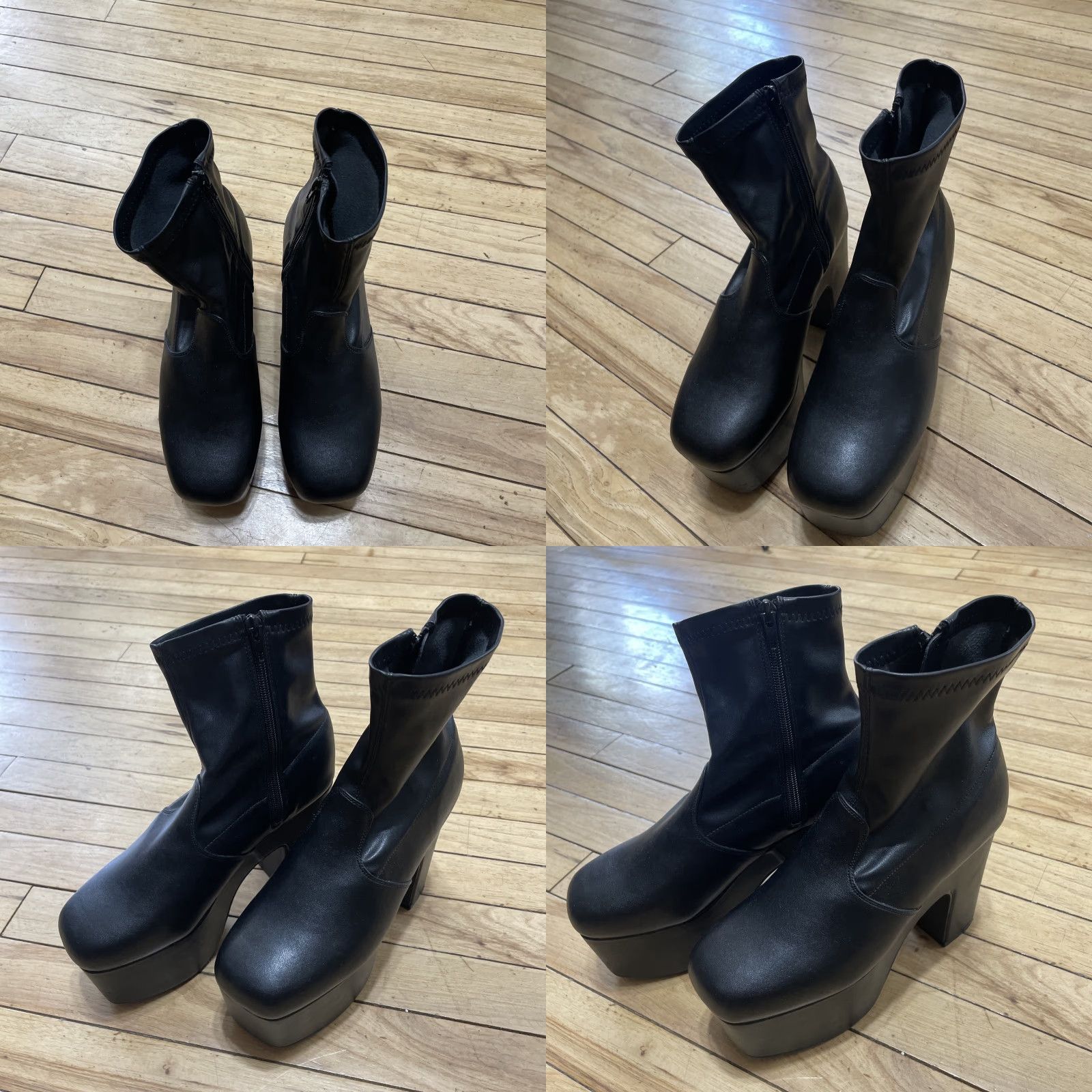Vintage Harajuku C S. T&P Platform High Heels Black Zip Booties Women 8 Goth Rave Street Size US 8 / IT 38 - 11 Thumbnail