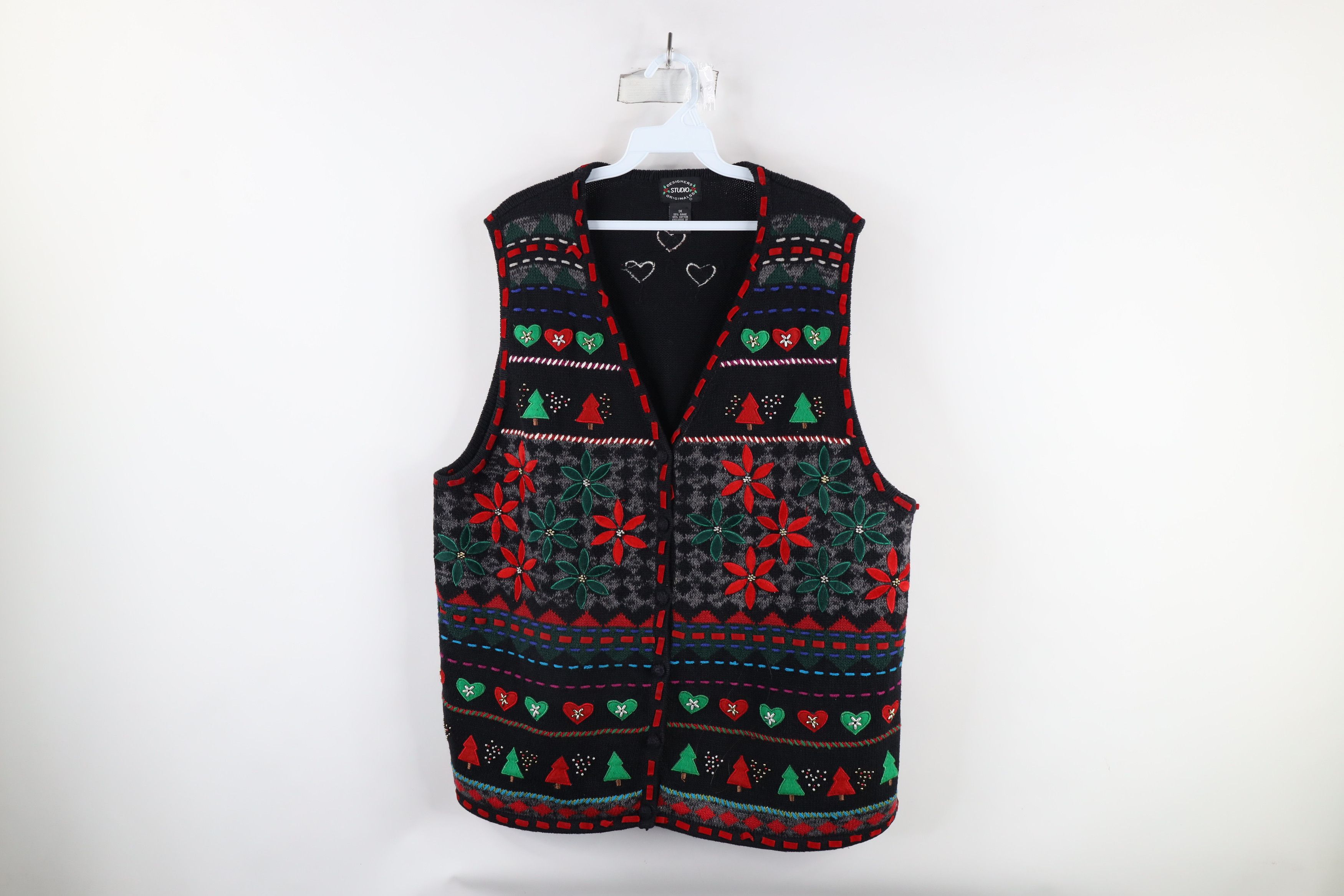 Vintage Vintage 90s Streetwear Flower Knit Cardigan Sweater Vest Size XL / US 12-14 / IT 48-50 - 1 Thumbnail