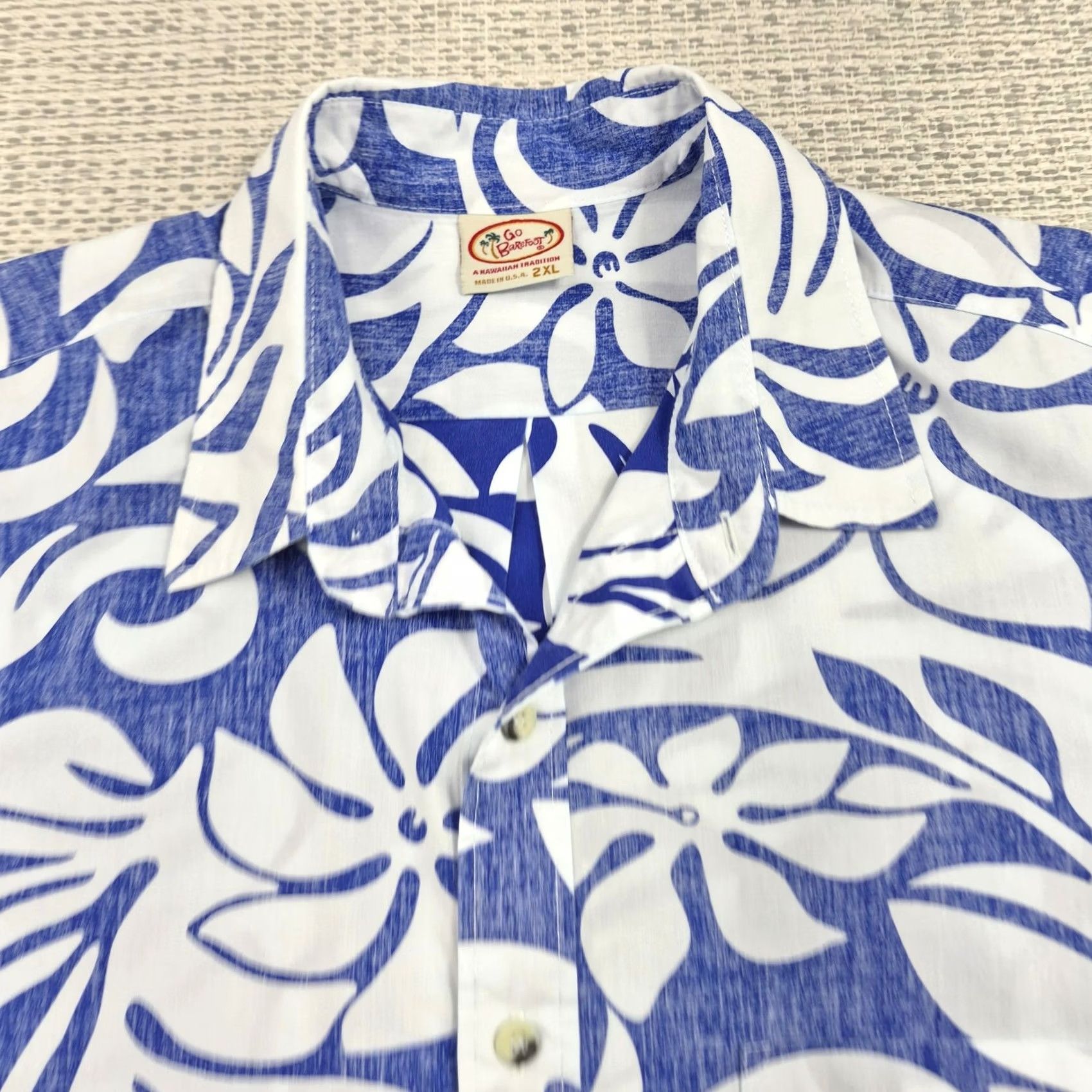 Vivobarefoot Go Barefoot Button Up Shirt Mens 2XL Blue Floral Hawaiian Aloha Short Sleeve Shirt Size US XXL / EU 58 / 5 - 5 Thumbnail