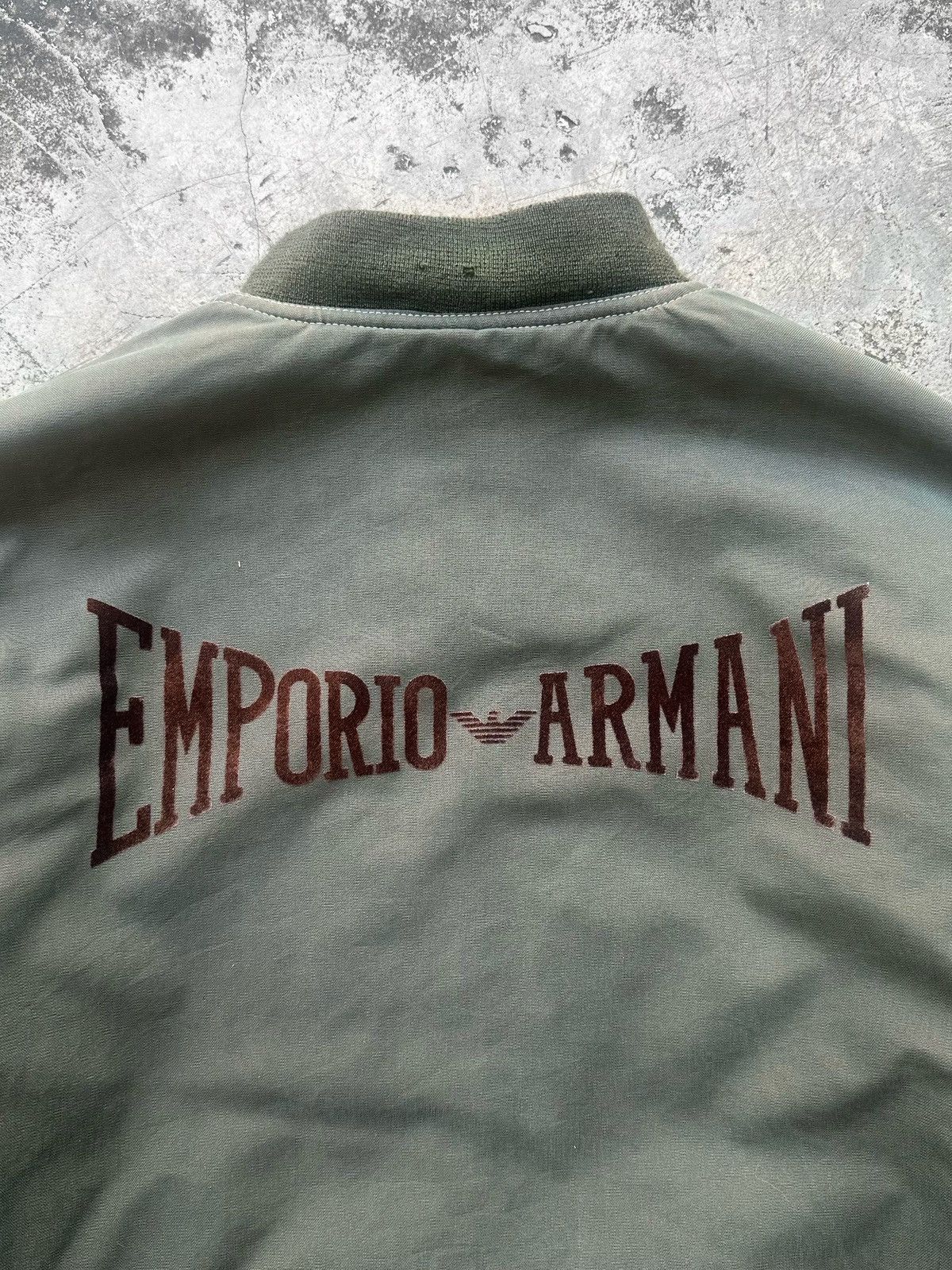 Emporio Armani 90s Iridescent Felt Logo Bomber Size US L / EU 52-54 / 3 - 4 Thumbnail