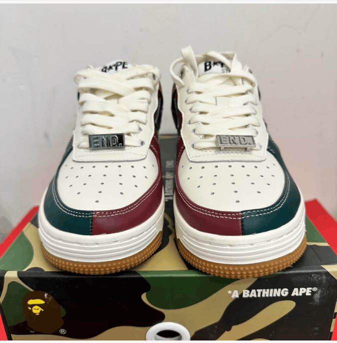 Bape A Bathing Ape Bapesta Low White Green Red Sneakers Size US 9.5 / EU 42-43 - 2 Thumbnail