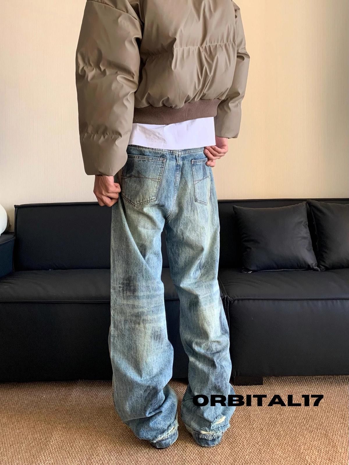 Jean Blue Baggy Washed Denim Jeans Size US 32 / EU 48 - 3 Thumbnail