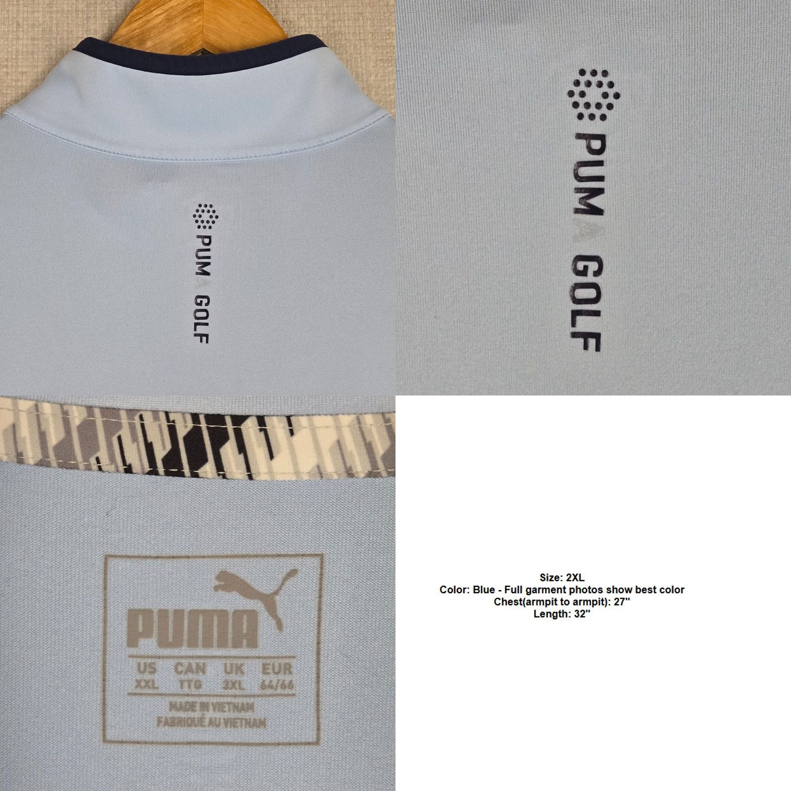 Puma PUMA Pullover Mens 2XL Blue THE PLAYERS Zip Cloud Spun Performance Sawgrass Size US XXL / EU 58 / 5 - 8 Thumbnail