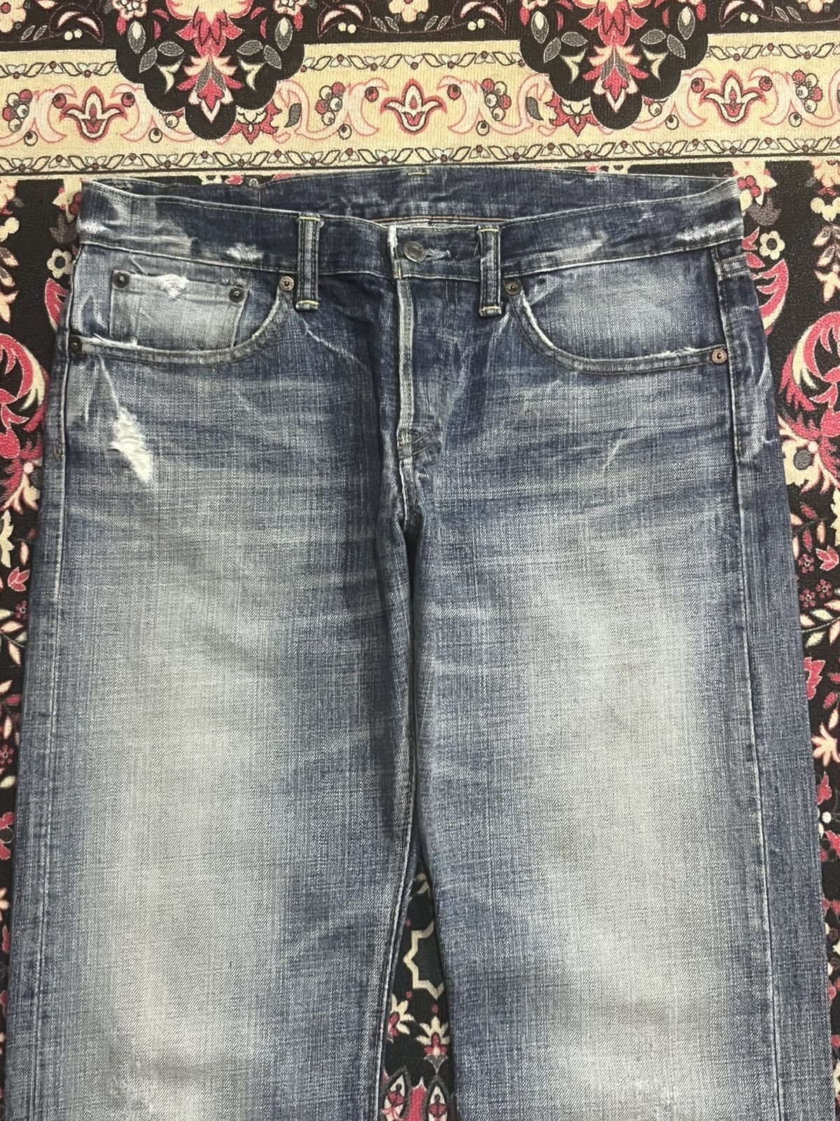 Eternal Vintage Japanese Brand Eternal Blue Faded Washed Slash Jeans Size US 32 / EU 48 - 4 Thumbnail