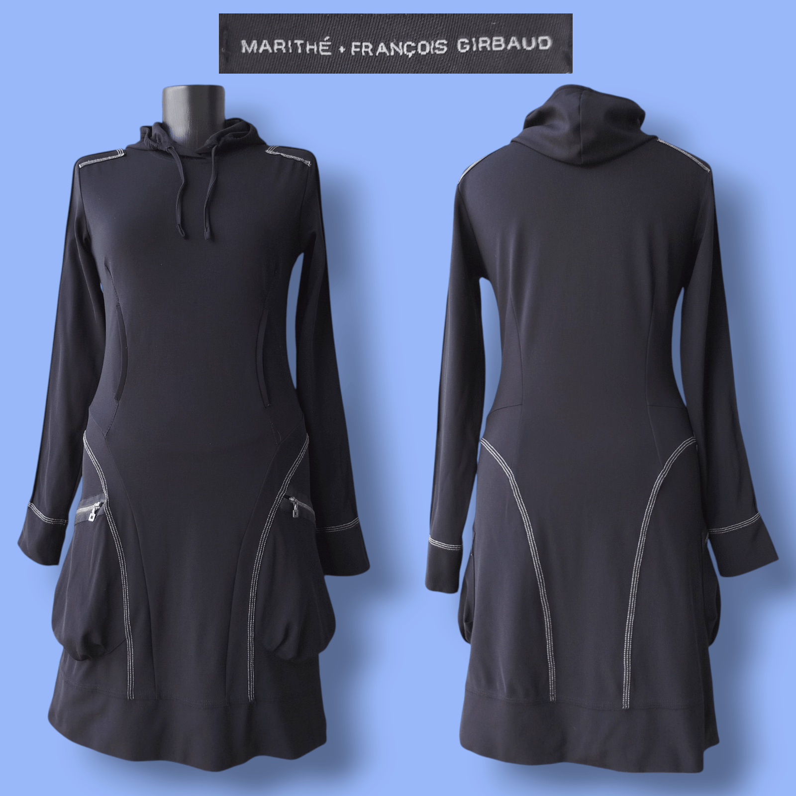 Marithe + Francois Girbaud Dress Long Sleeve Hooded Pockets Avant Garde Vintage Size L Size L / US 10 / IT 46 - 1 Thumbnail