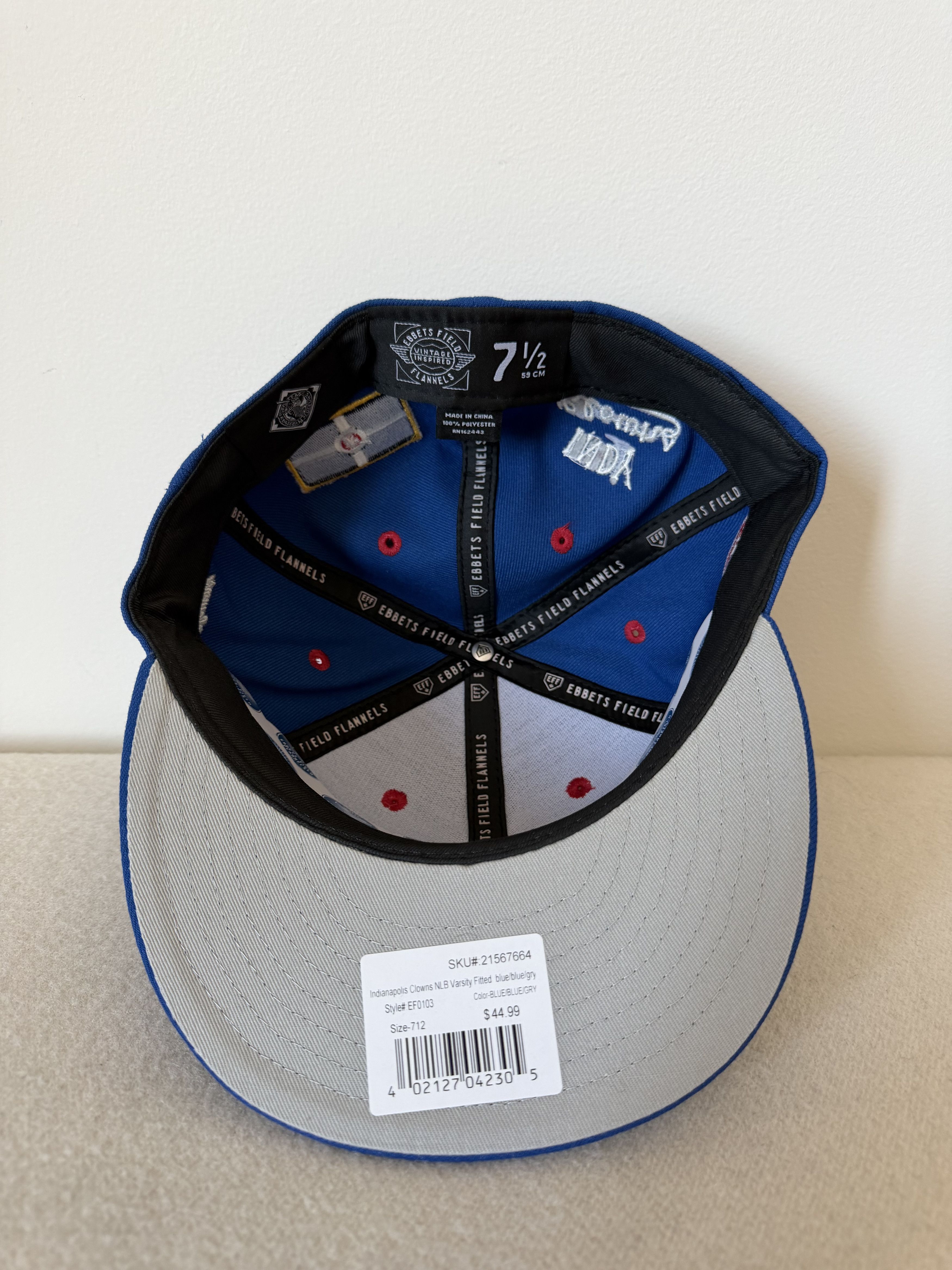 Ebbets Field Flannels 7 1/2 Ebbets Field Flannels Indianapolis Clowns Fitted Hat Size ONE SIZE - 5 Thumbnail