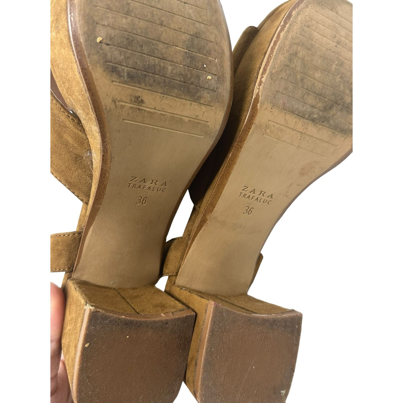 Zara Zara brown suede platform block heel sandals size 36 Size US 6 / IT 36 - 3 Thumbnail