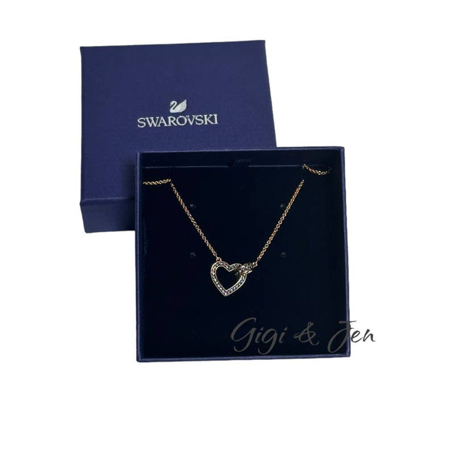 Swarovski Swarovski Lovely Dark Gray Crystal Heart Rose Gold Necklace Size ONE SIZE - 2 Thumbnail