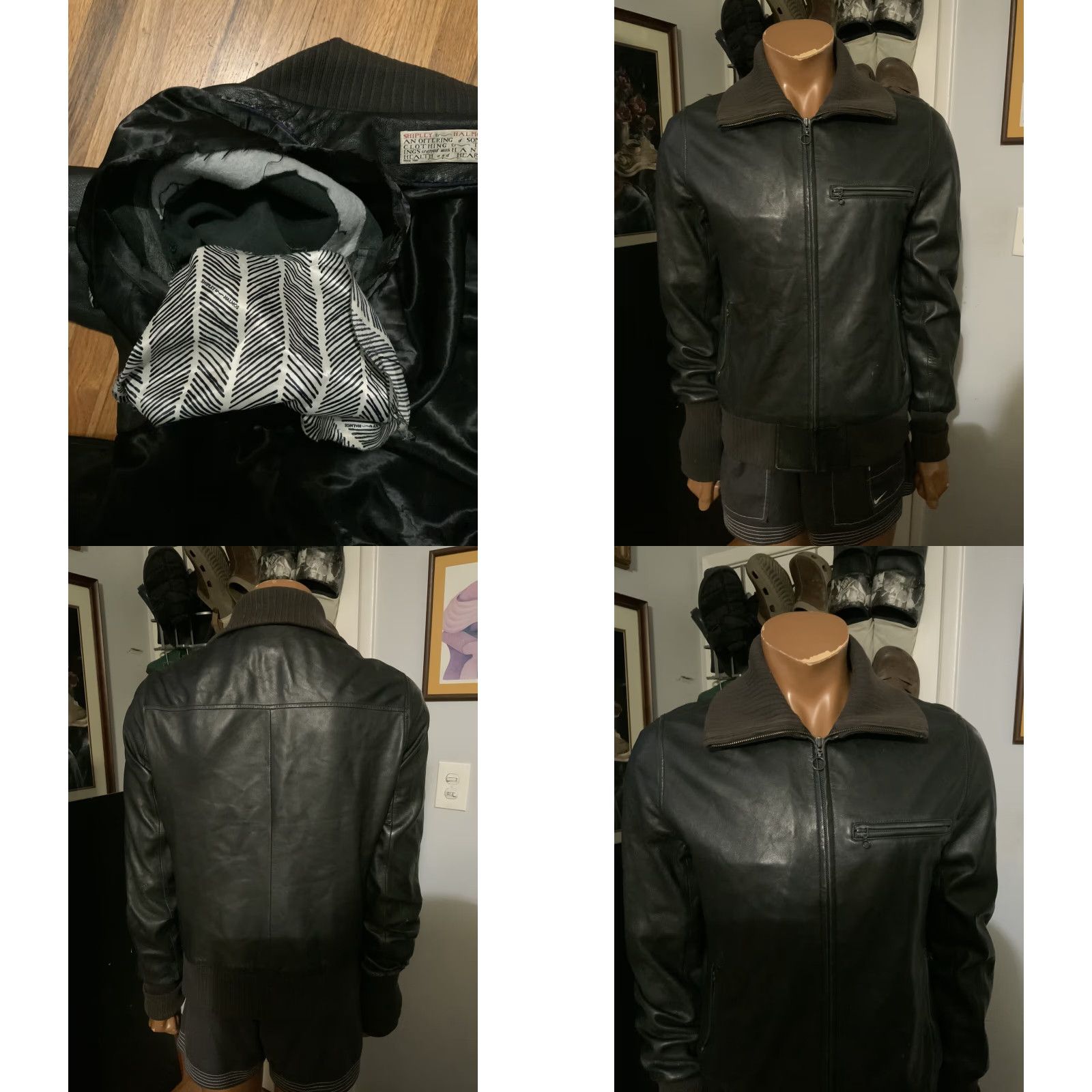 Vintage VINTAGE Shipley & Halmos Leather Full Zip Motorcycle Jacket LG Black Men Track Runway Show Modern Size US L / EU 52-54 / 3 - 9 Thumbnail