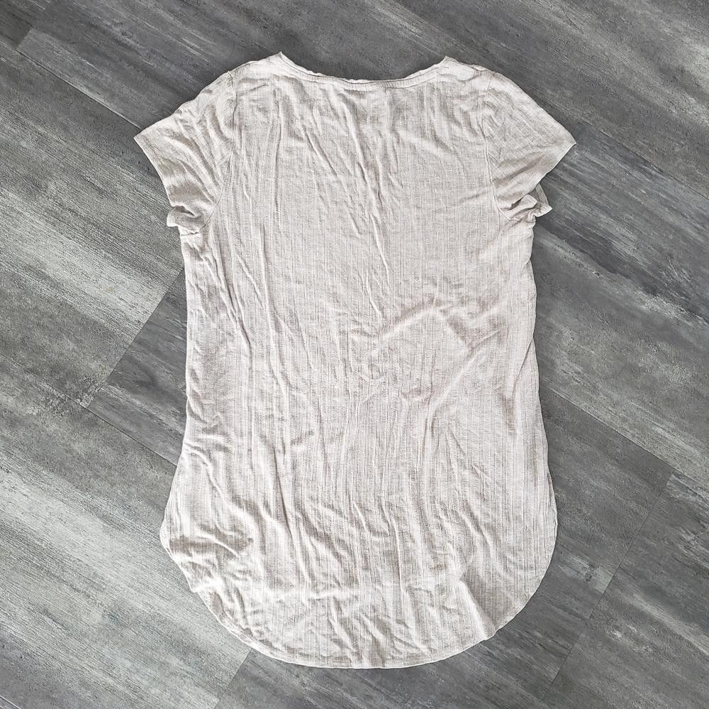 Apt. 9 Light Taupe Ribbed Apt.9 Short Sleeve Size XS / US 0-2 / IT 36-38 - 2 Thumbnail