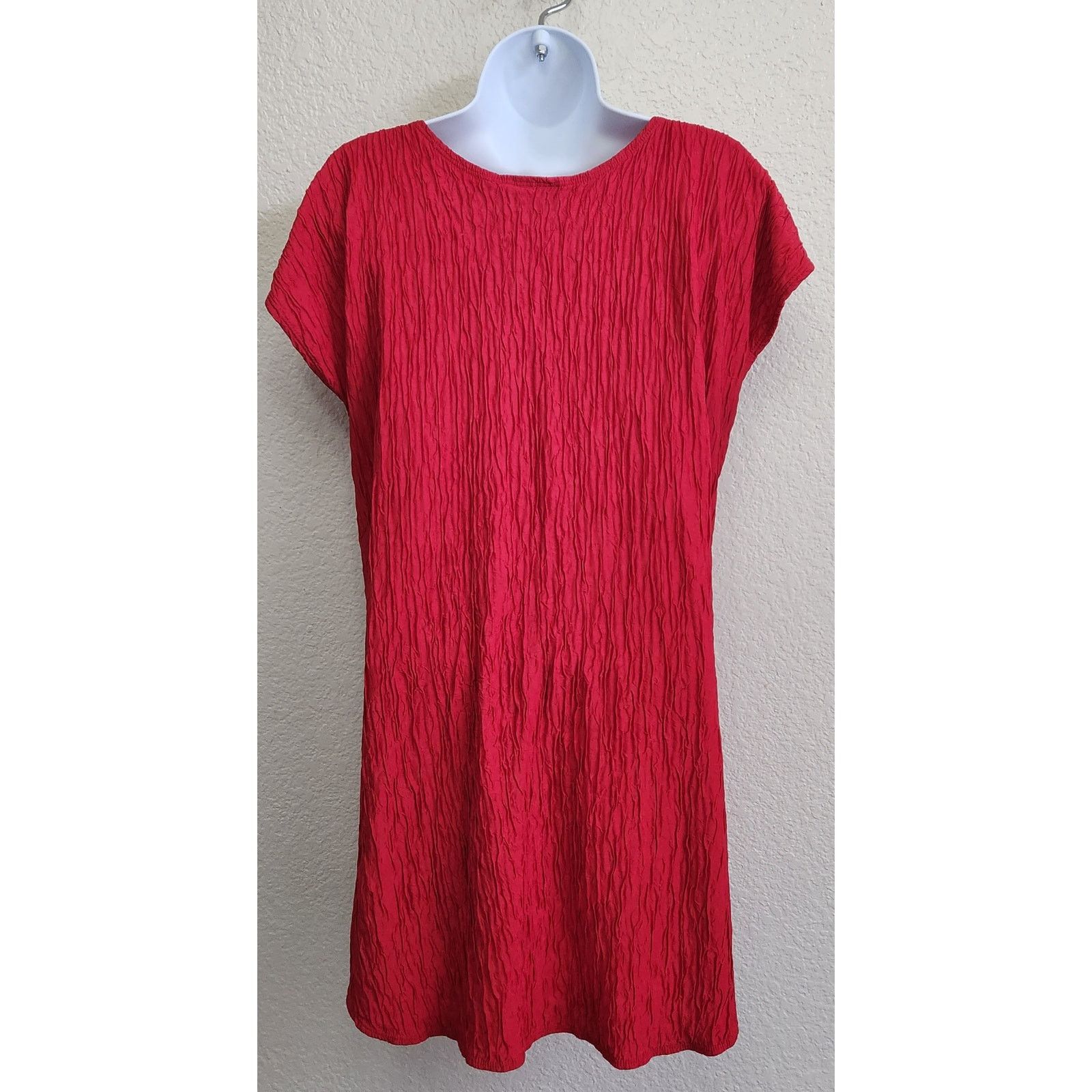 Other Vintage California Dynasty Red Crinkle Material Nightgown L Size ONE SIZE - 3 Thumbnail