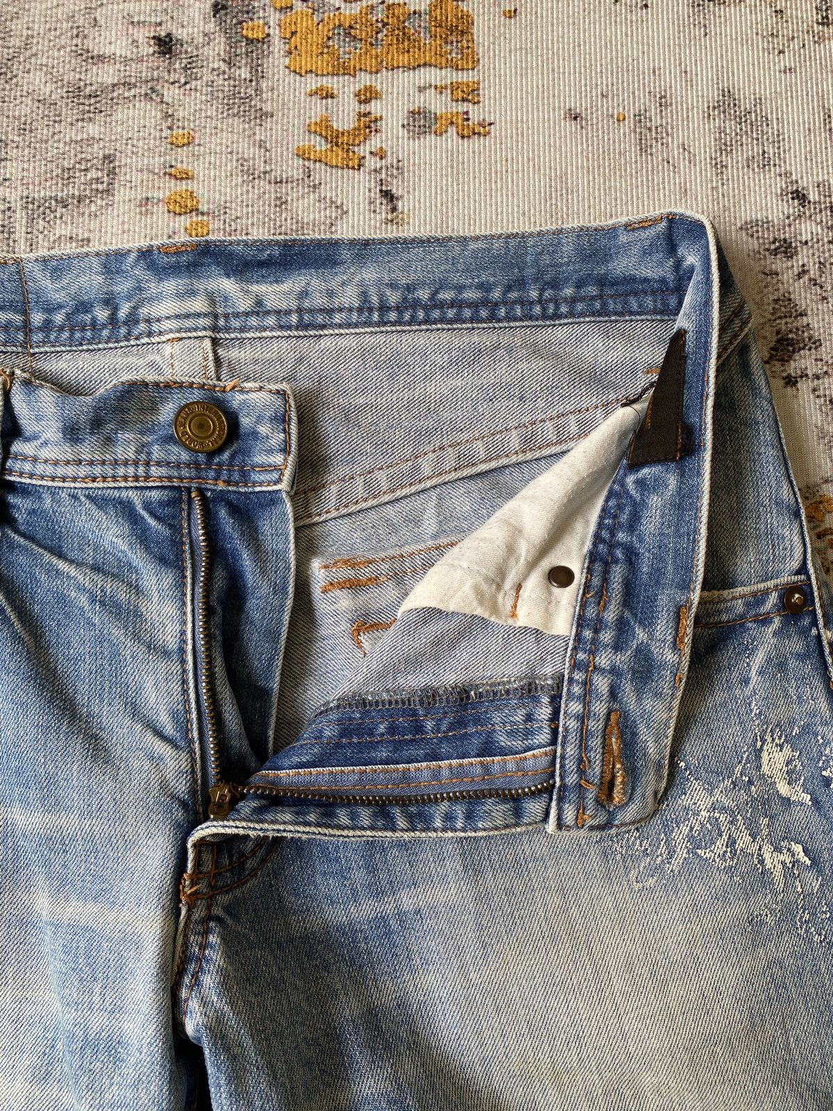 Tete Homme Tete Homme Issey Miyake Faded Blue Studded Distressed Denim Size US 31 - 16 Thumbnail