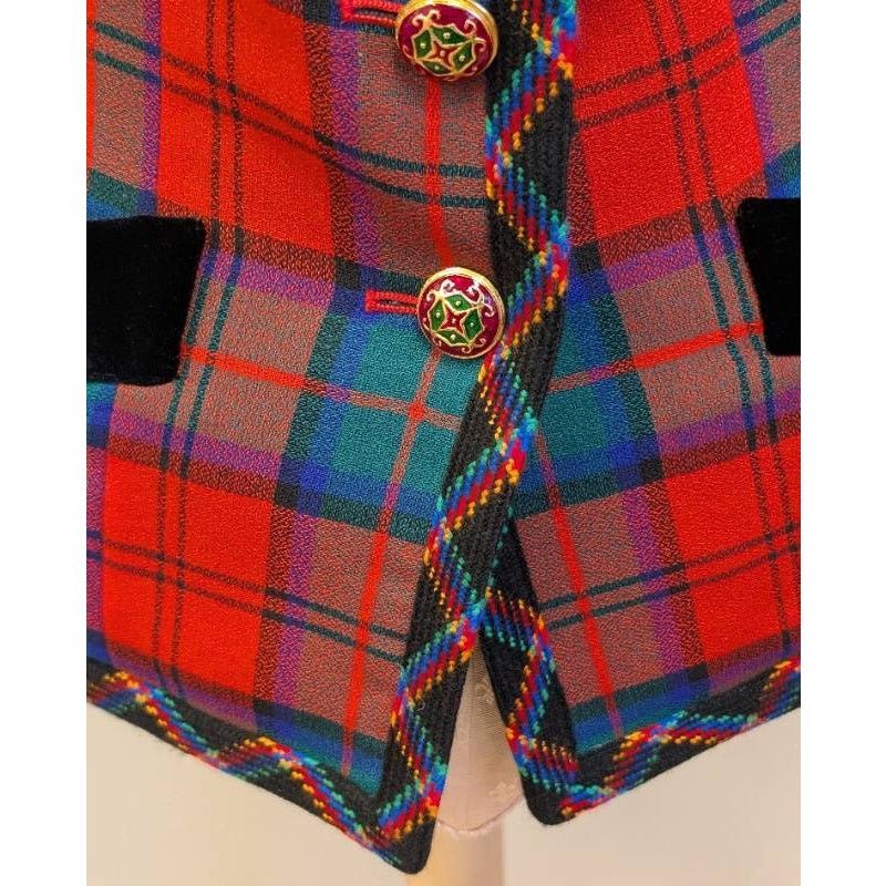 Yves Saint Laurent Yves Saint Laurent Rive Gauche 1994 Tartan Velvet Jacket Size S / US 4 / IT 40 - 20 Thumbnail