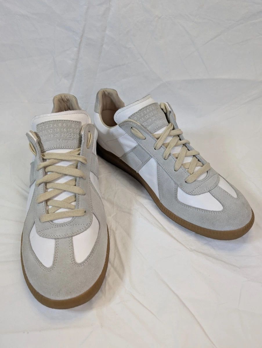 Maison Margiela Gat Replica White Gray 9 42 Leather Low Tops Shoes, Men's