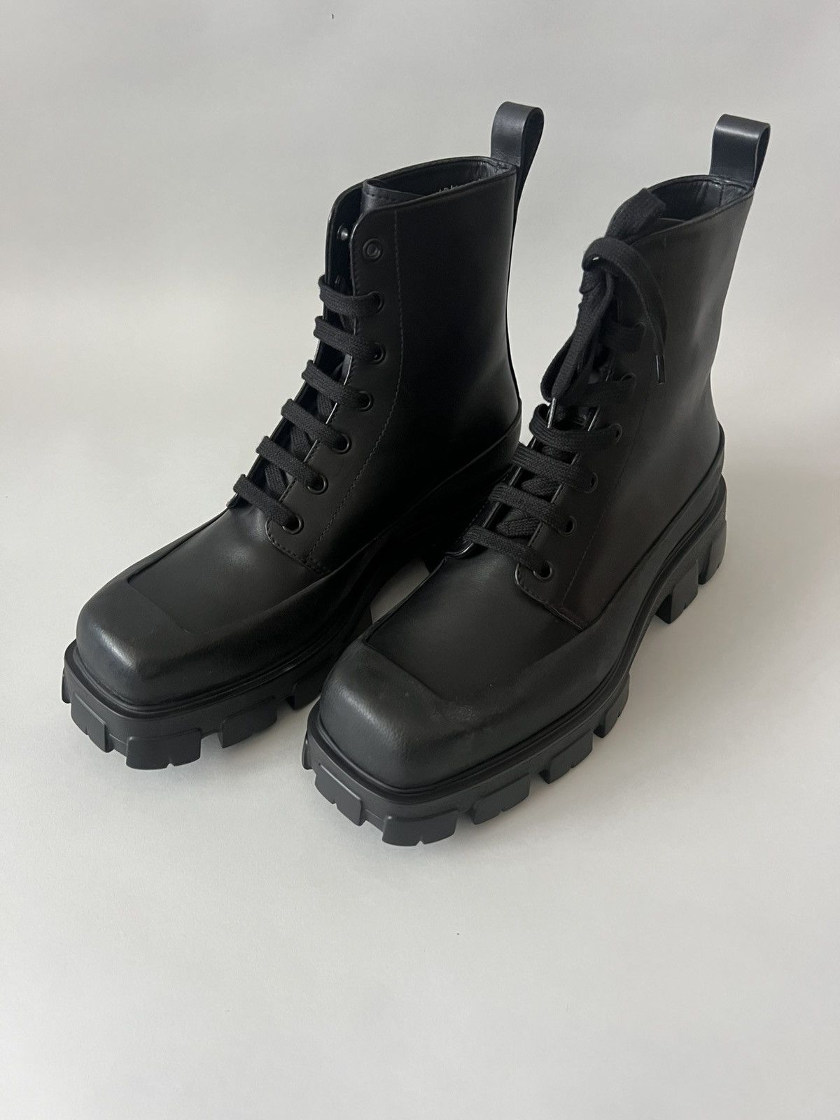 Prada Monolith Leather Lace Up Boots Size US 11 / EU 44 - 2 Thumbnail