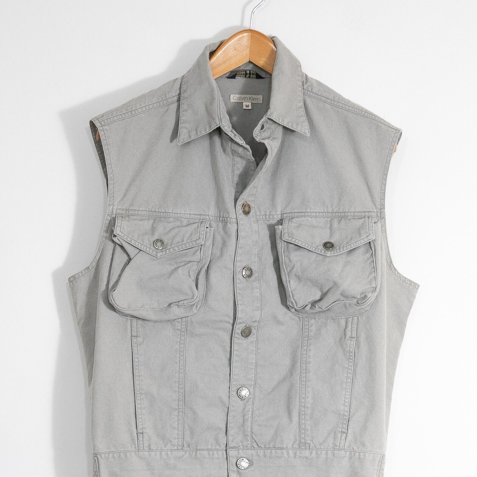 Calvin Klein × Vintage Vintage 90s Calvin Klein Canvas Vest Mens Medium - Grunge Size US M / EU 48-50 / 2 - 2 Thumbnail