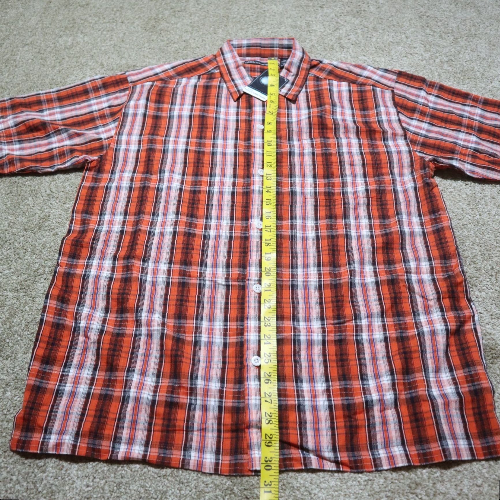 Vintage No Boundaries Shirt Medium Orange Plaid Short Sleeve Button-Up Mens 100% Cotton Casual 90s Inspired Size US M / EU 48-50 / 2 - 6 Thumbnail