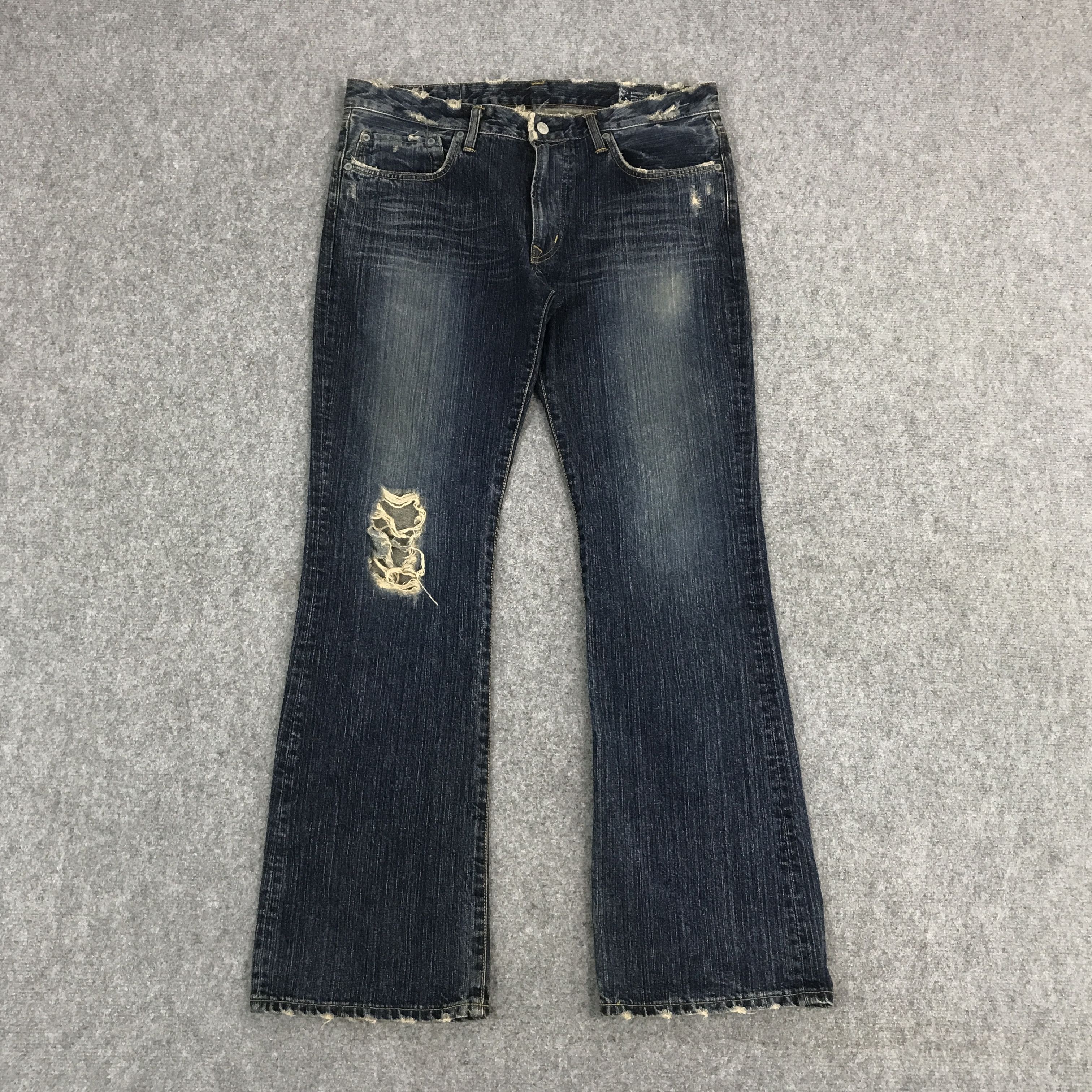 Edwin × Japanese Brand FLARE EDWIN JAPAN DISTRESSED BOOTCUT DENIM JEANS Size US 34 / EU 50 - 1 Thumbnail