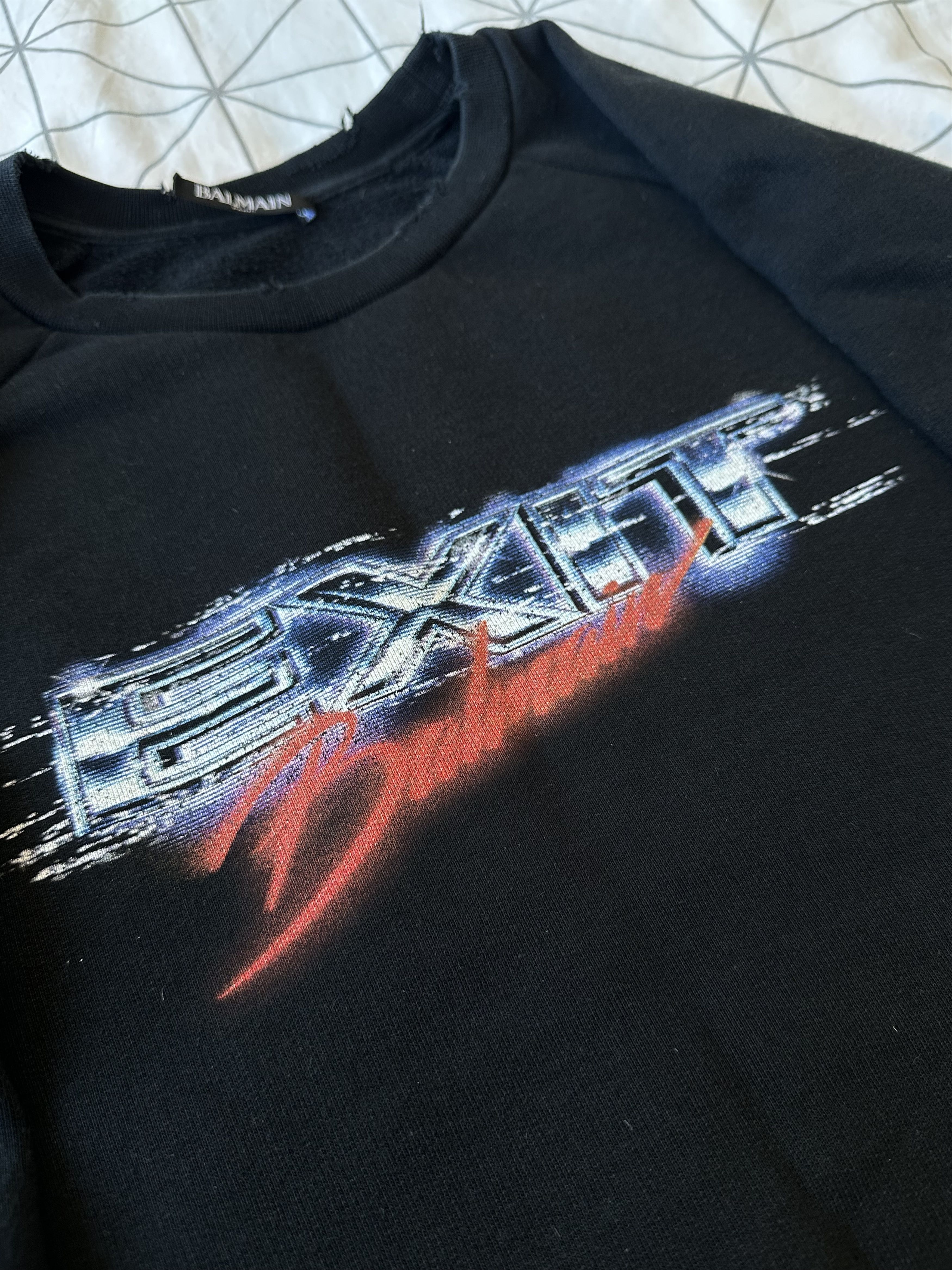 Balmain FW18 Balmain Exit Logo Distressed Crewneck Black Size US M / EU 48-50 / 2 - 2 Thumbnail