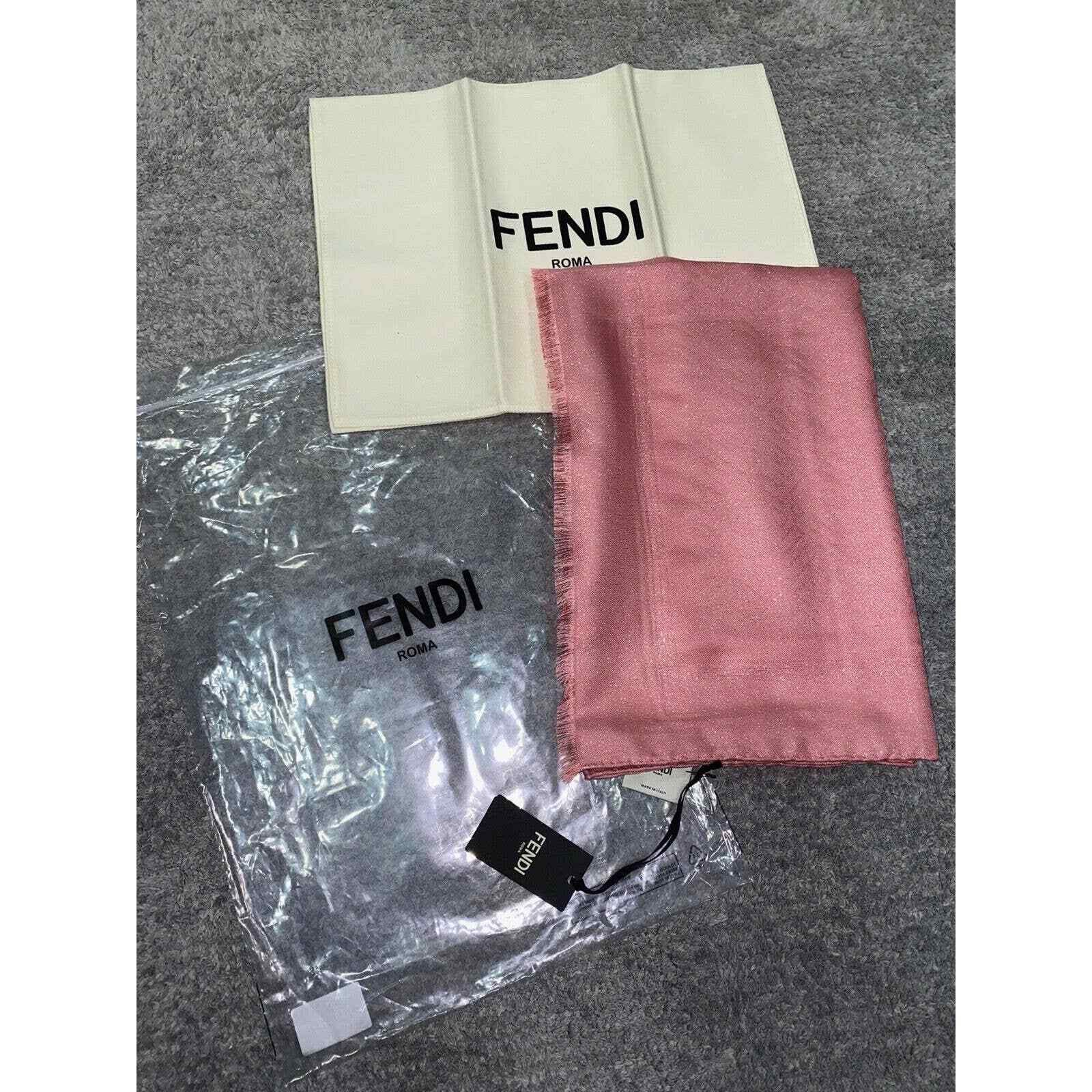 Fendi Fendi Monogram Logo Silk Fringe Hem Wrap Shawl Stole Scarf Size ONE SIZE - 3 Thumbnail