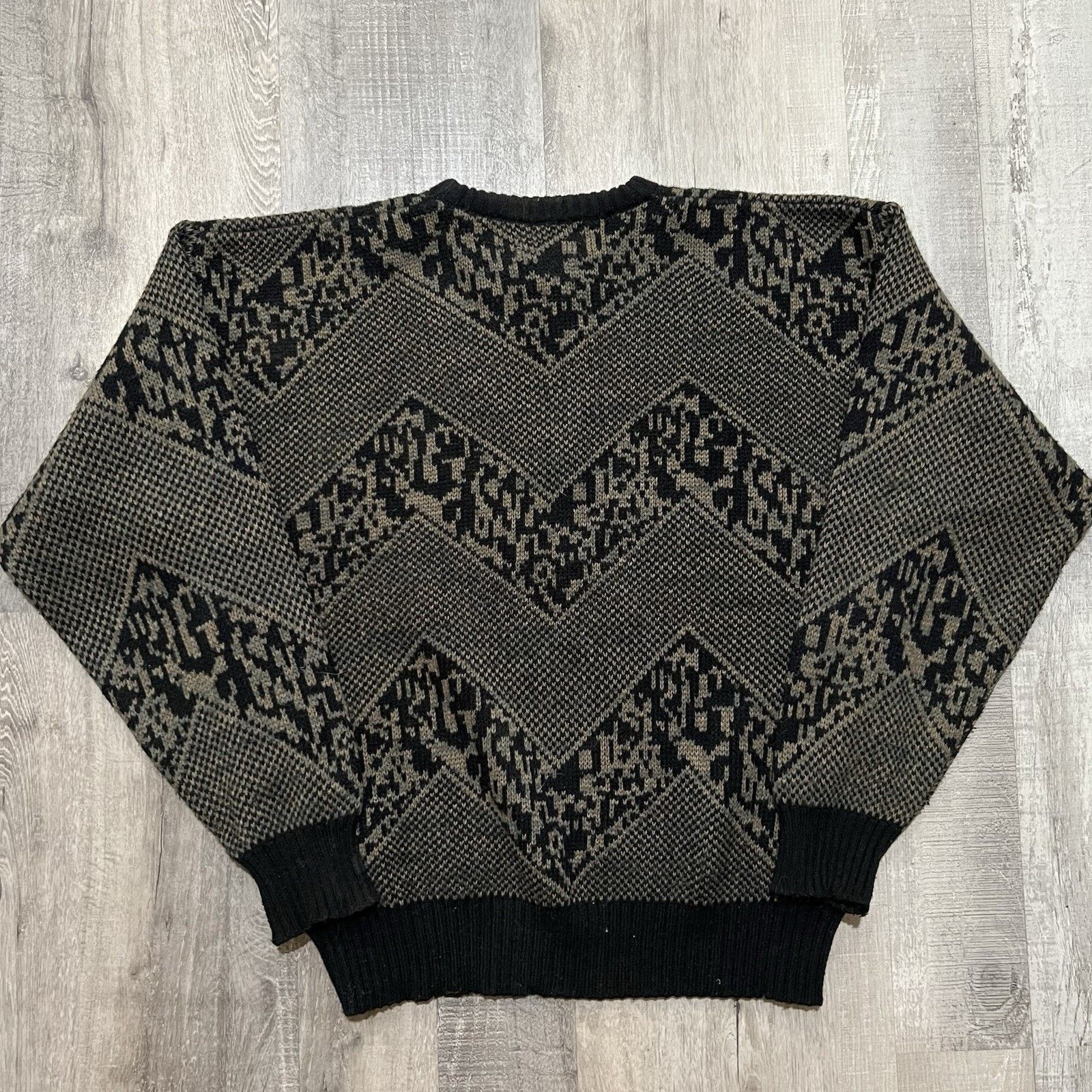 Vintage Vintage Chartwell Sweater 80s/90s Knit Geometric Leather Size US L / EU 52-54 / 3 - 2 Thumbnail