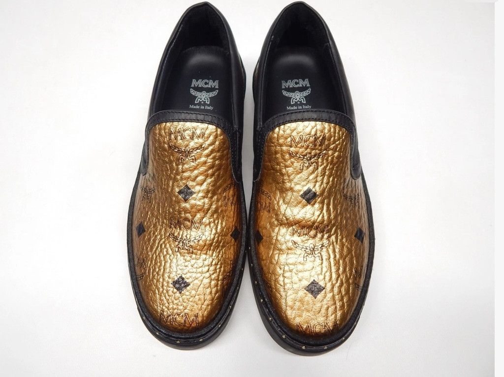 MCM Women's MCM Slip-On Sneakers Size 37 EU Gold and Black Size US 7 / IT 37 - 3 Thumbnail