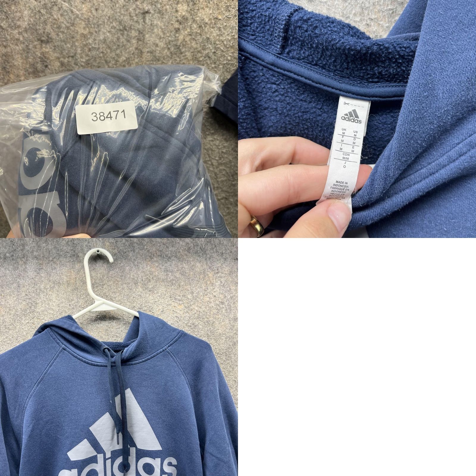 Adidas Adidas Sweatshirt Hoodie Mens Medium Blue Fleece Pullover Big Logo Athletic Size US M / EU 48-50 / 2 - 8 Thumbnail