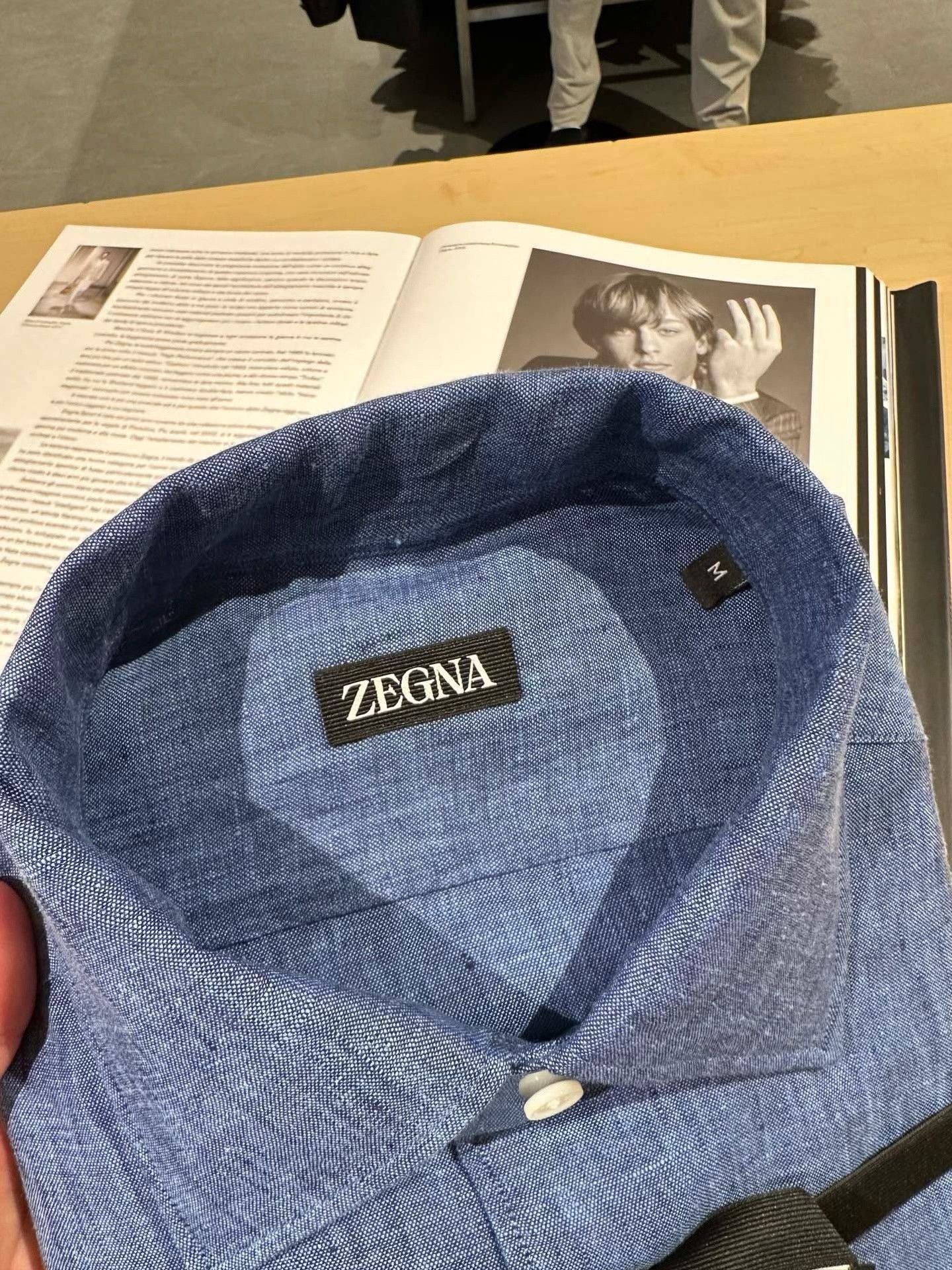 Ermenegildo Zegna Zegna Men's Blue Linen Standard Shirt Size US M / EU 48-50 / 2 - 4 Thumbnail